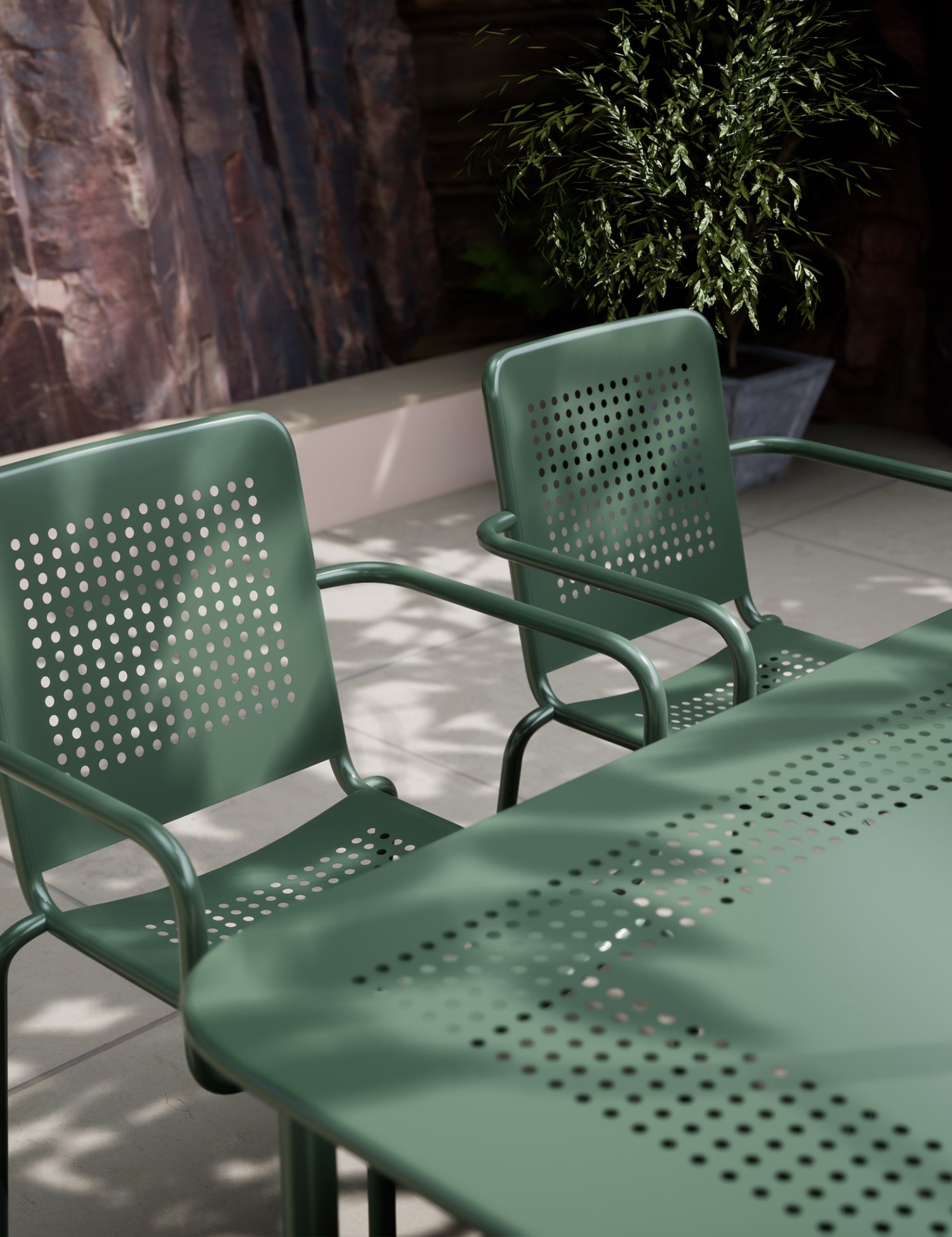 Porto 6 Seater Rectangular Dining Set in Olive