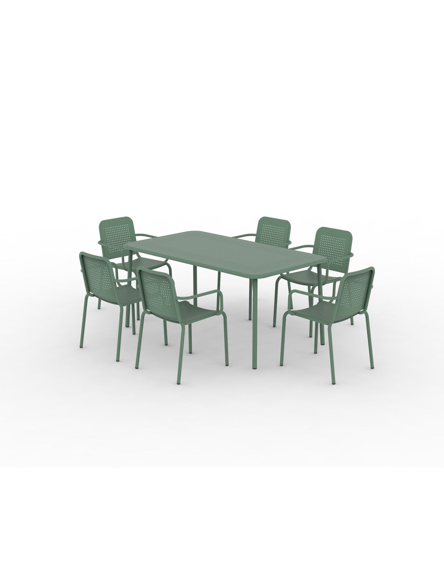 Porto 6 Seater Rectangular Dining Set in Olive