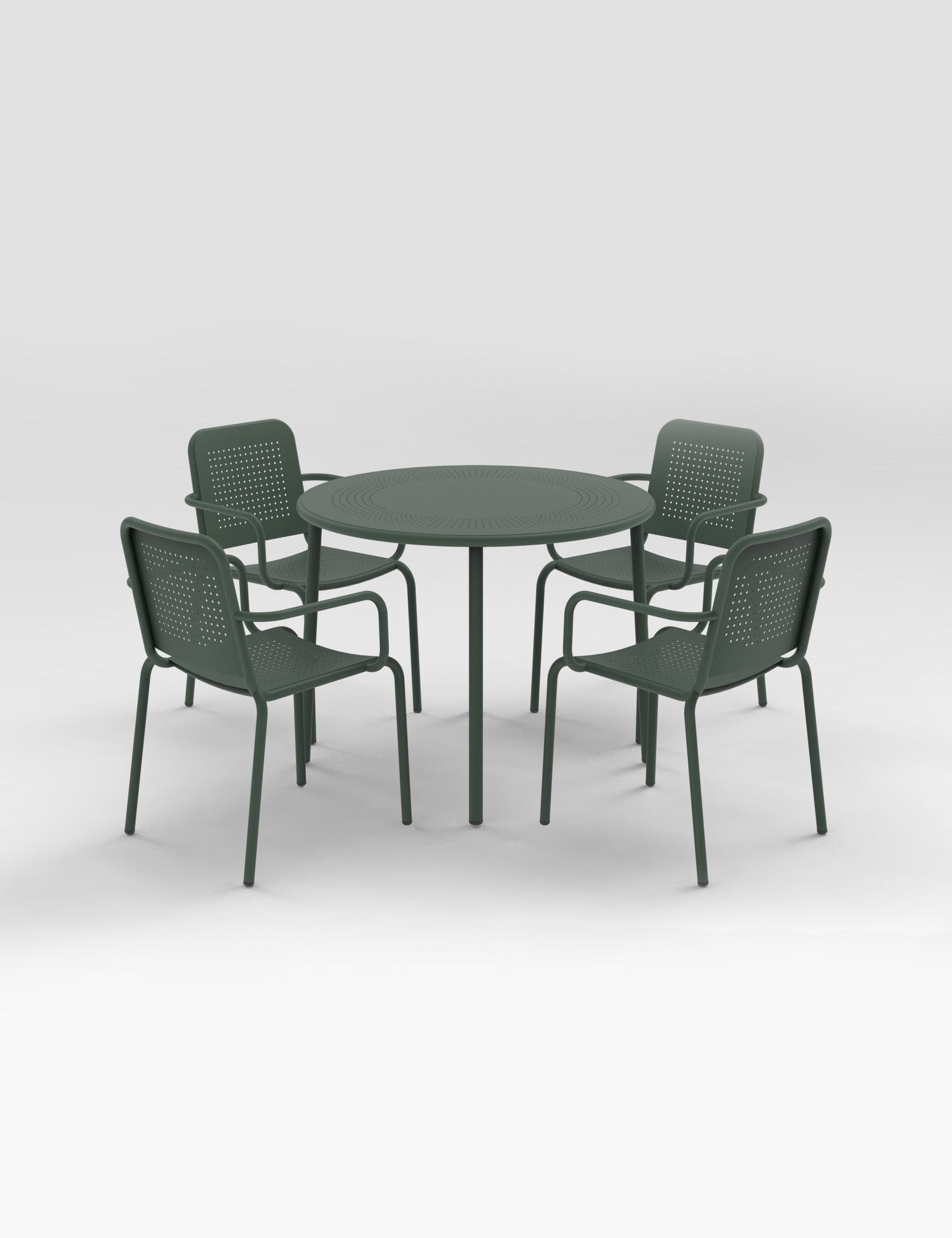 Porto 4 Seater Round Dining Set in Olive