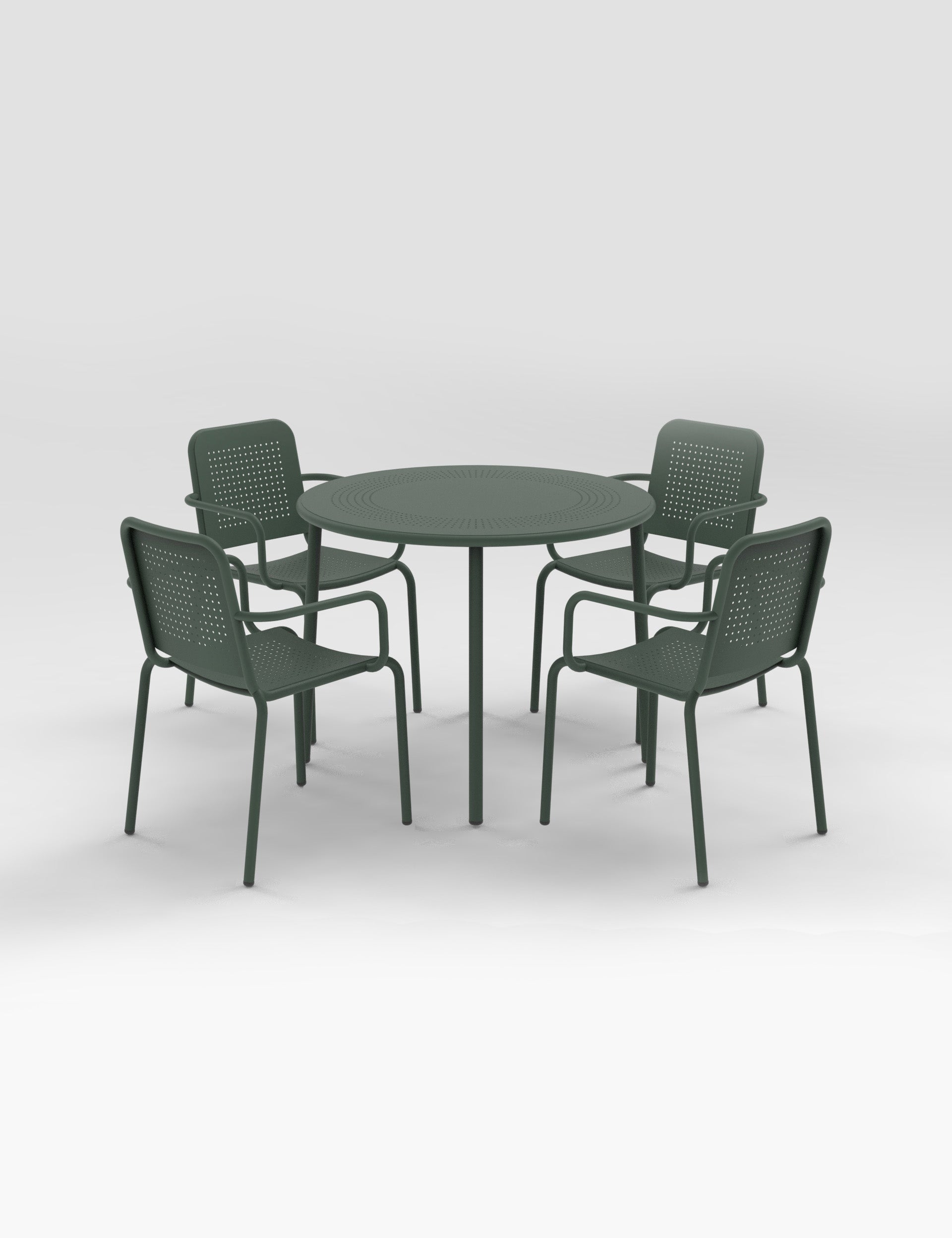 Porto 4 Seater Round Dining Set in Olive