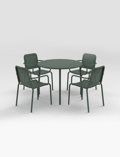 Porto 4 Seater Round Dining Set in Olive