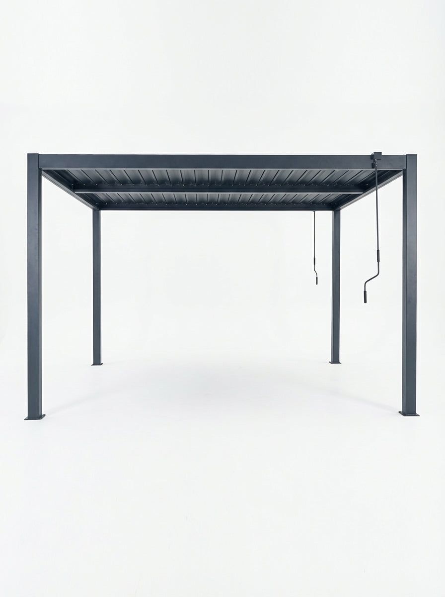 Image of Pure 3x3m Pergola with Manual Louvered Roof and solar powered lighting