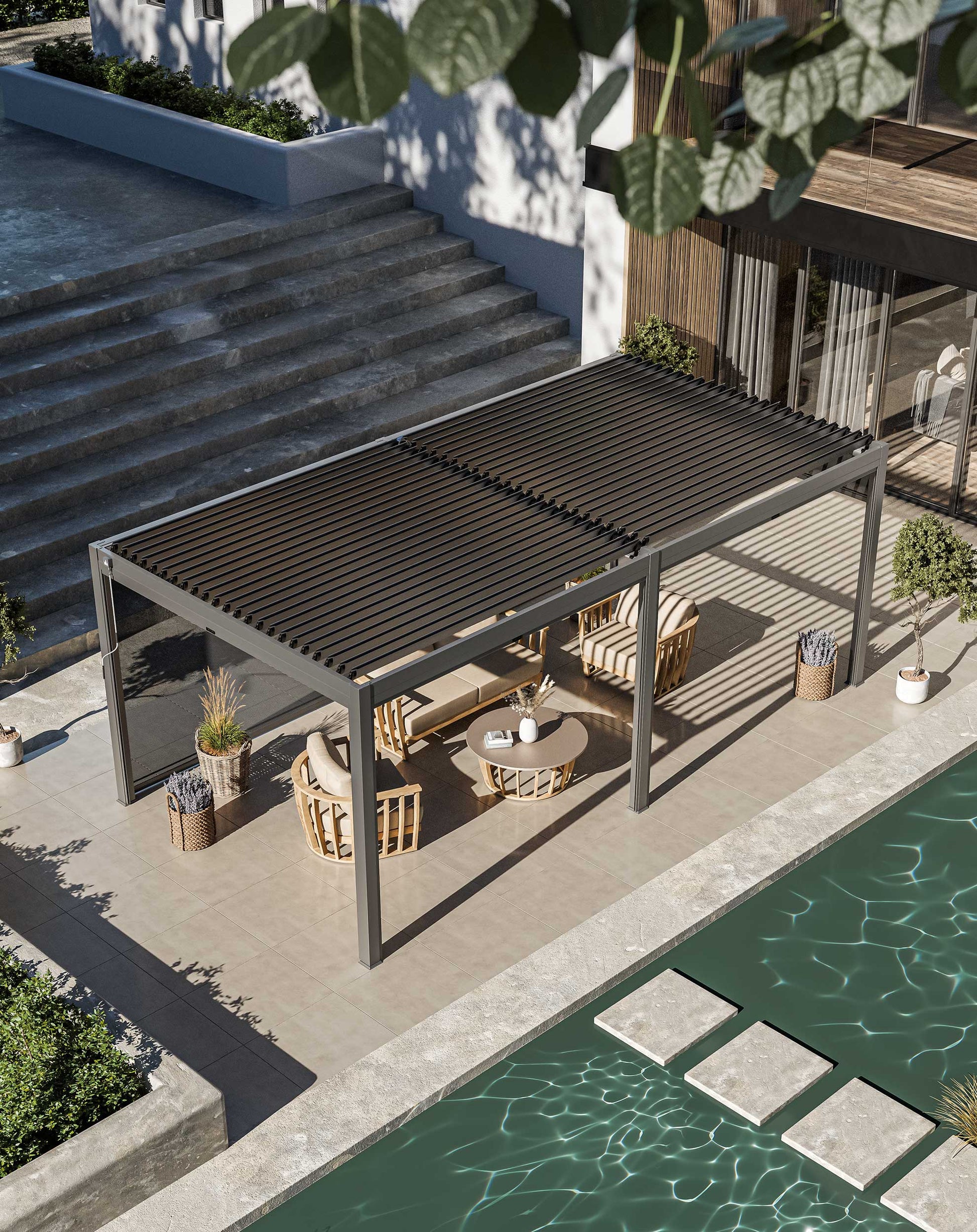 Luxe 6x3m Pergola with Solar Lighting System and Voice Control
