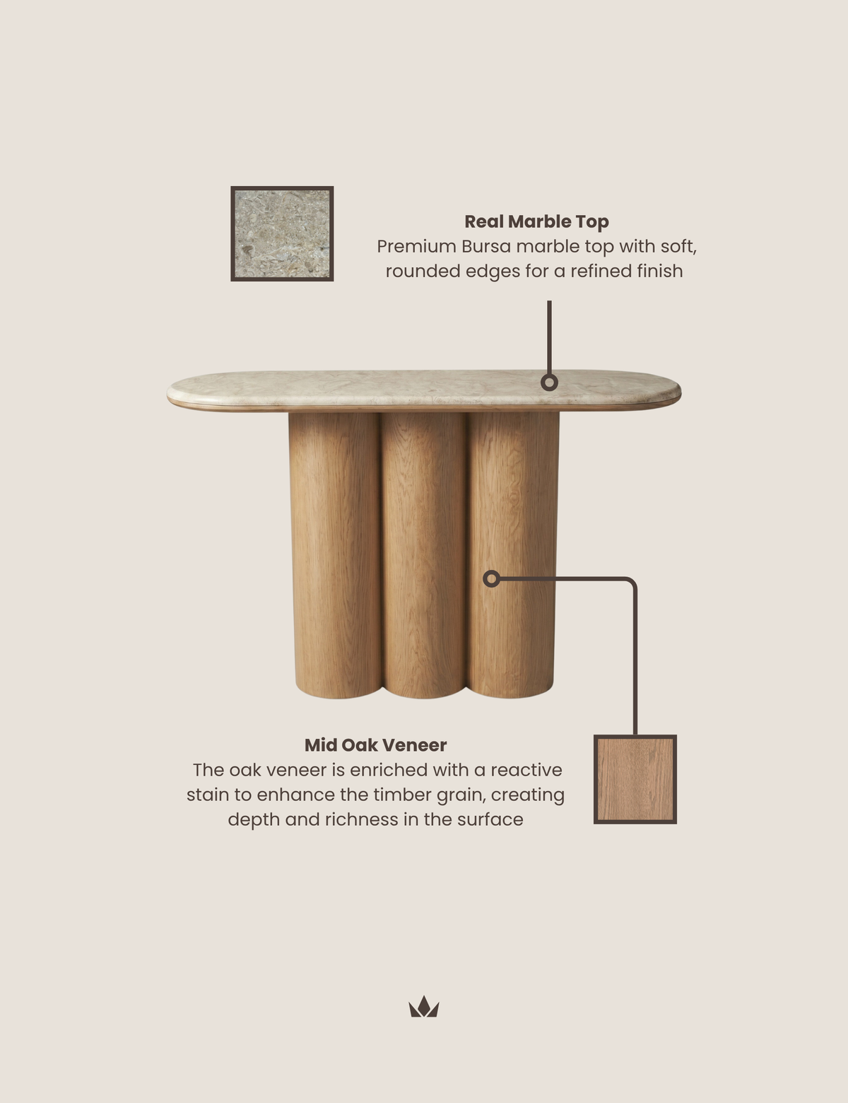 RIVA Mid Oak Console Table