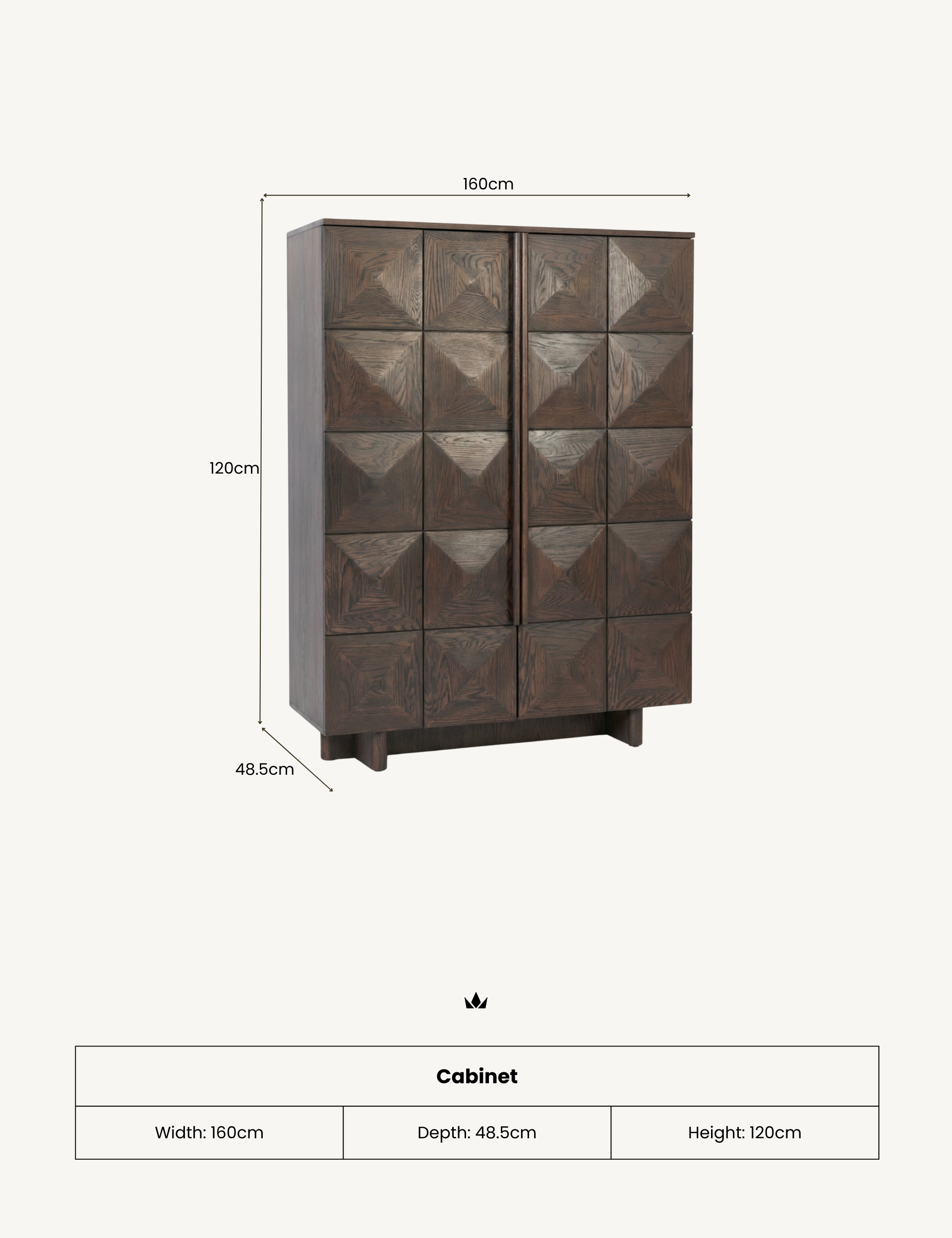 Image of ROKA Dark Wood Geometric 2-Door Cabinet