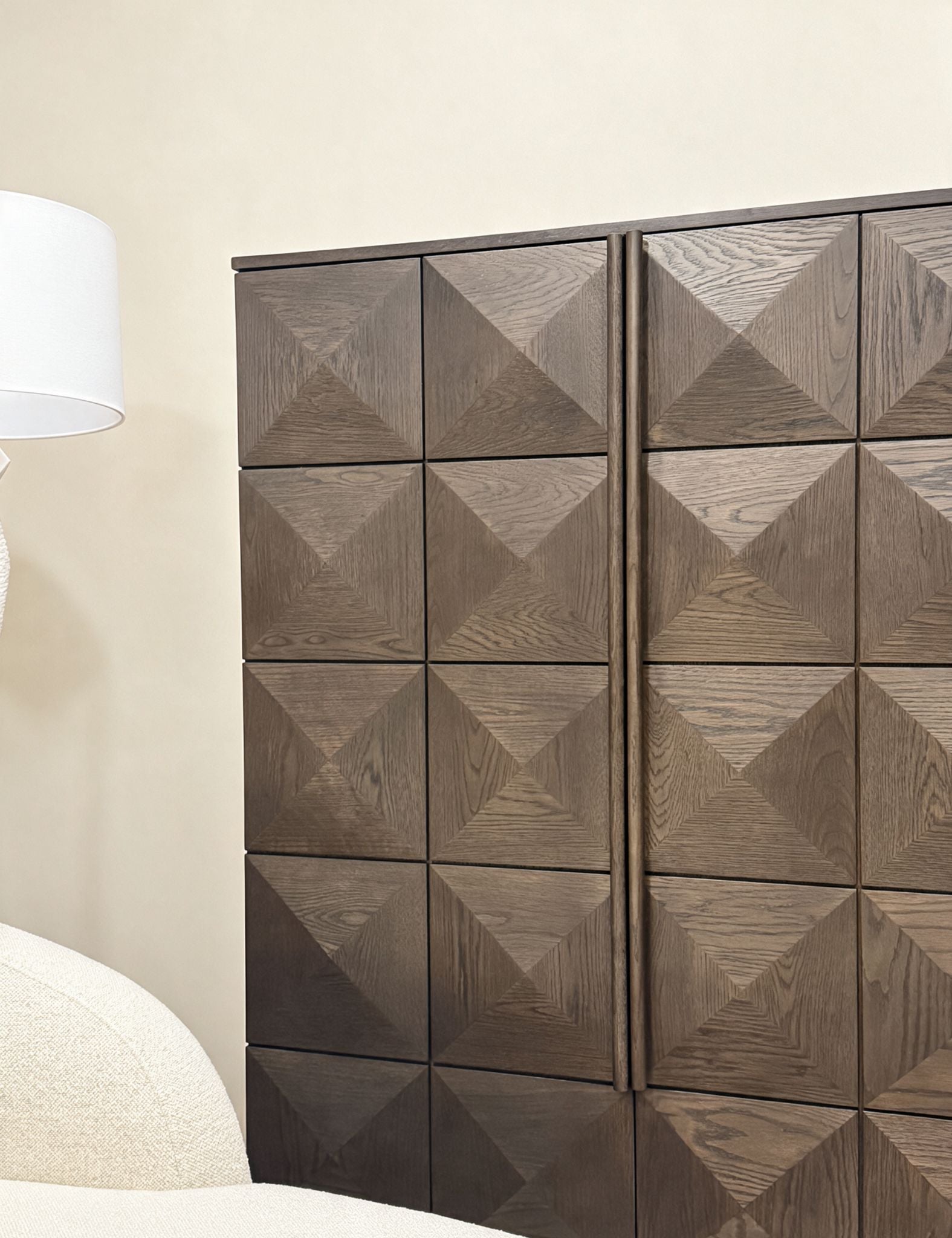 Image of ROKA Dark Wood Geometric 2-Door Cabinet