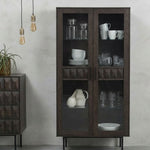 ROKA Dark Wood Geometric 2-Door Glass Cabinet