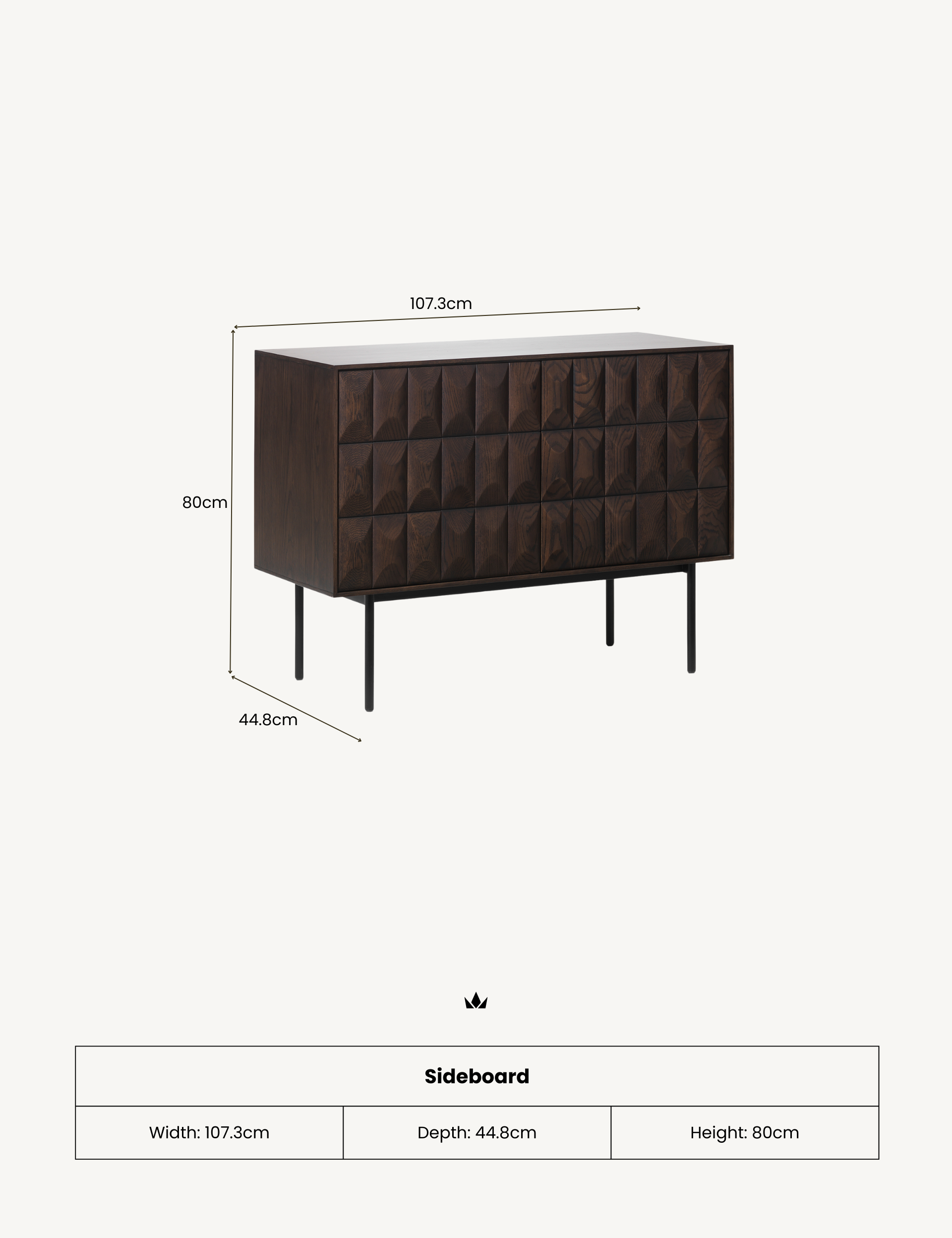 Image of ROKA Dark Wood Geometric 2-Door Sideboard