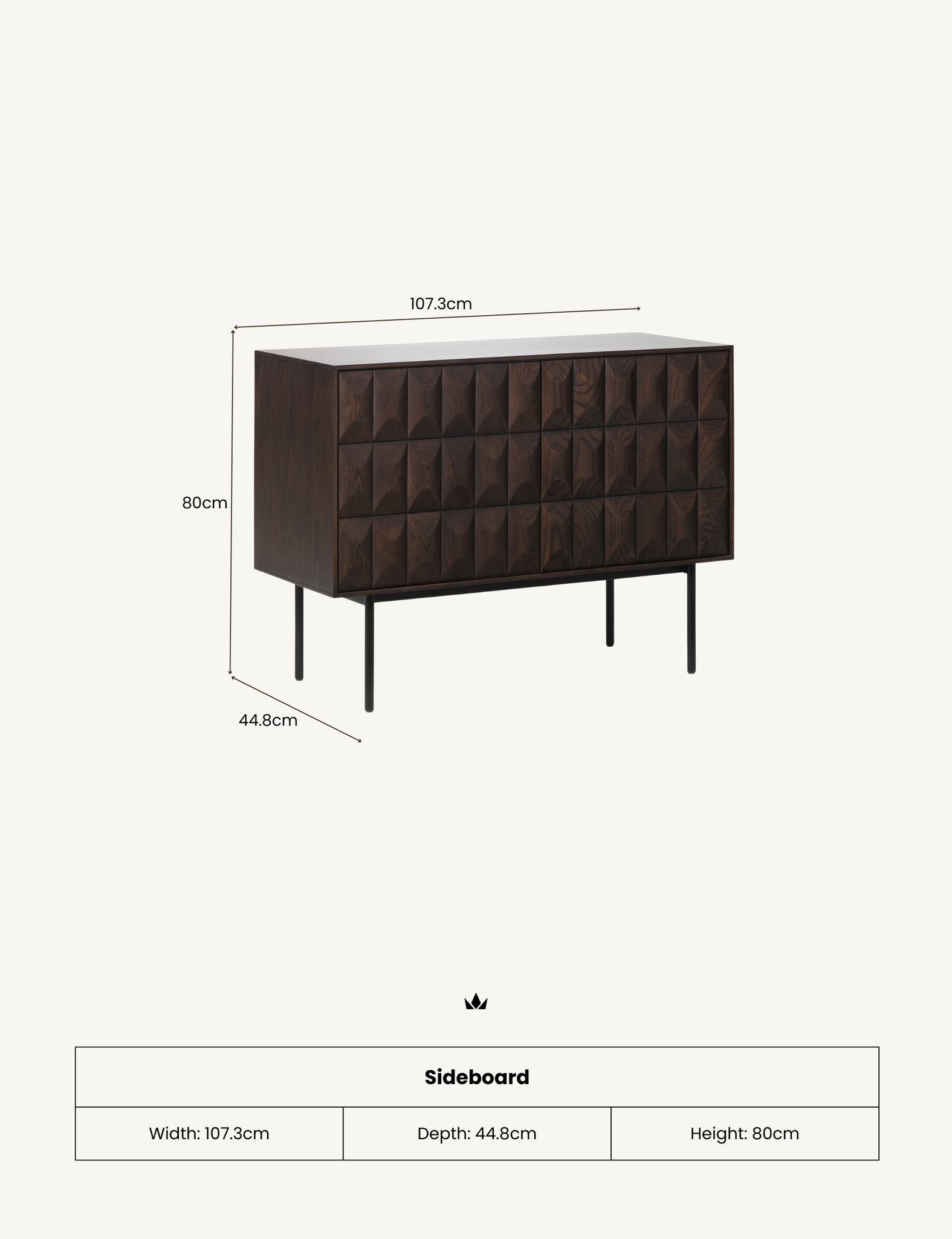 Image of ROKA Dark Wood Geometric 2-Door Sideboard
