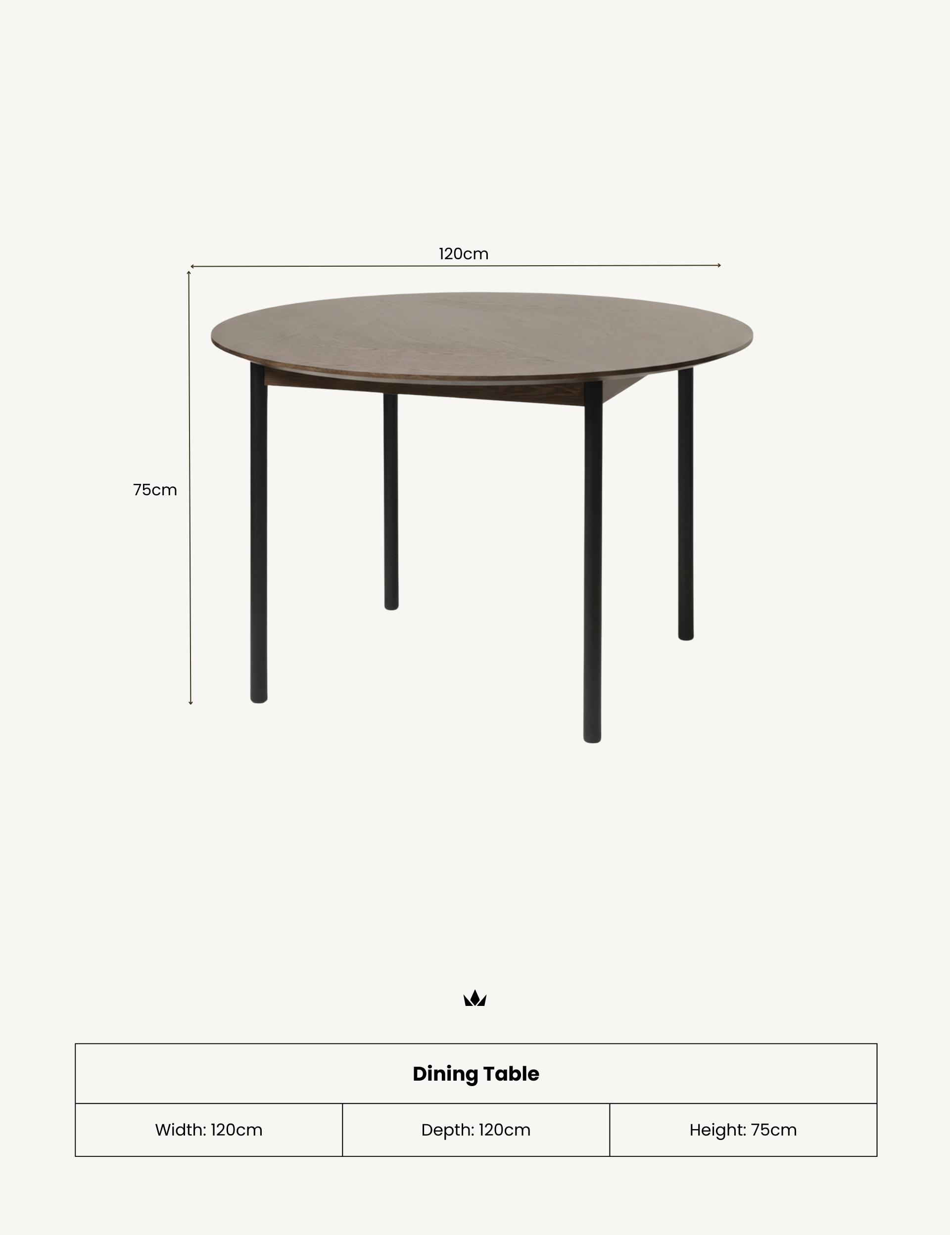 Image of ROKA Dark Wood 4-Seater Dining Table
