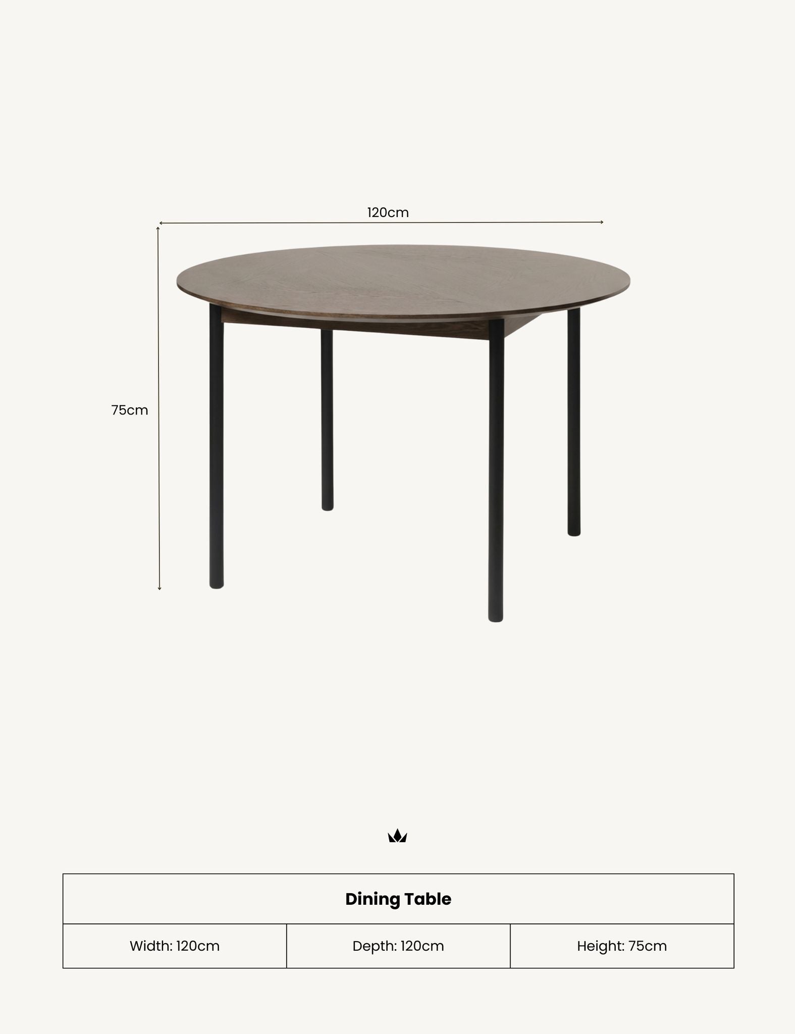 Image of ROKA Dark Wood 4-Seater Dining Table