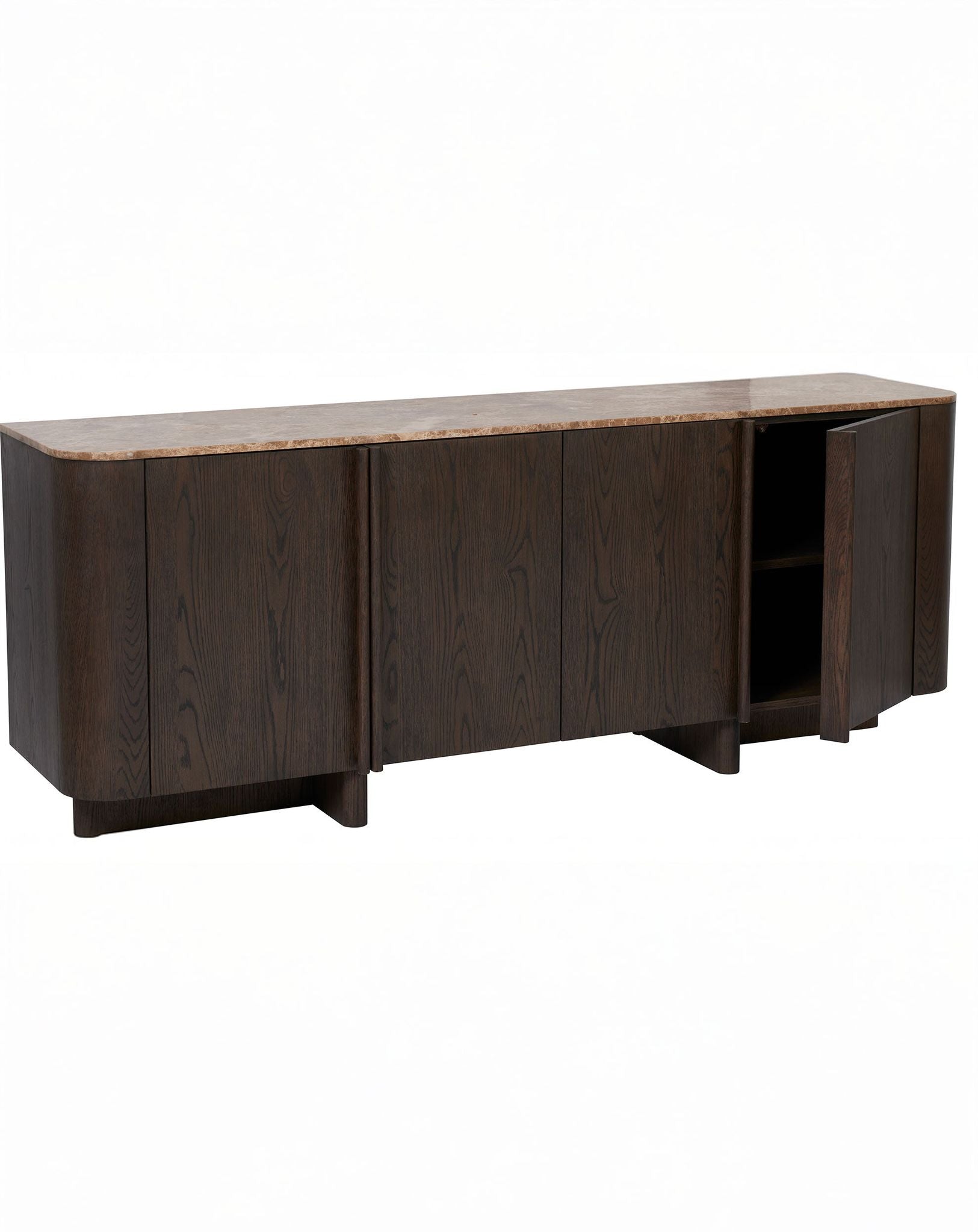 Image of ROKA Dark Wood 4-Door Sideboard with Marble Top