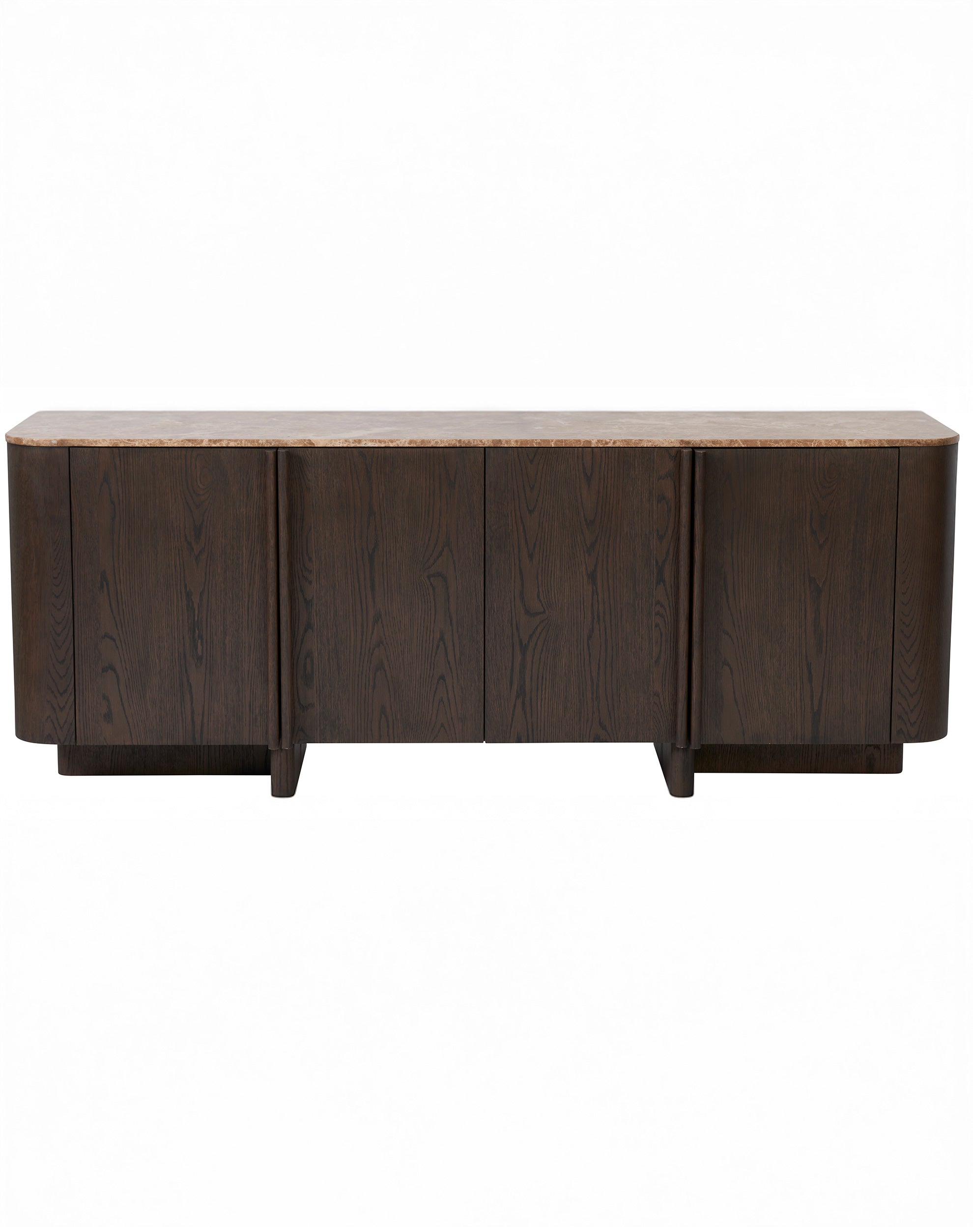 Image of ROKA Dark Wood 4-Door Sideboard with Marble Top