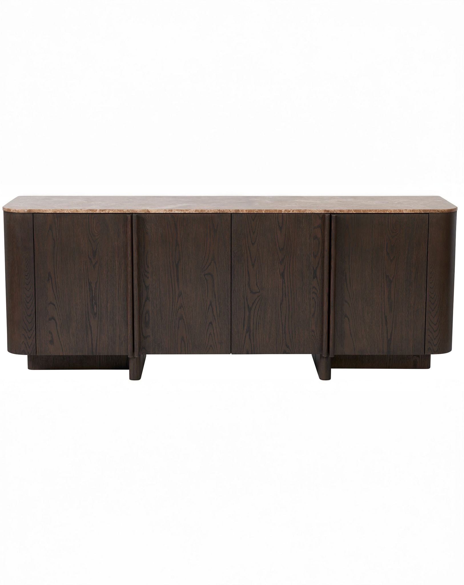 Image of ROKA Dark Wood 4-Door Sideboard with Marble Top