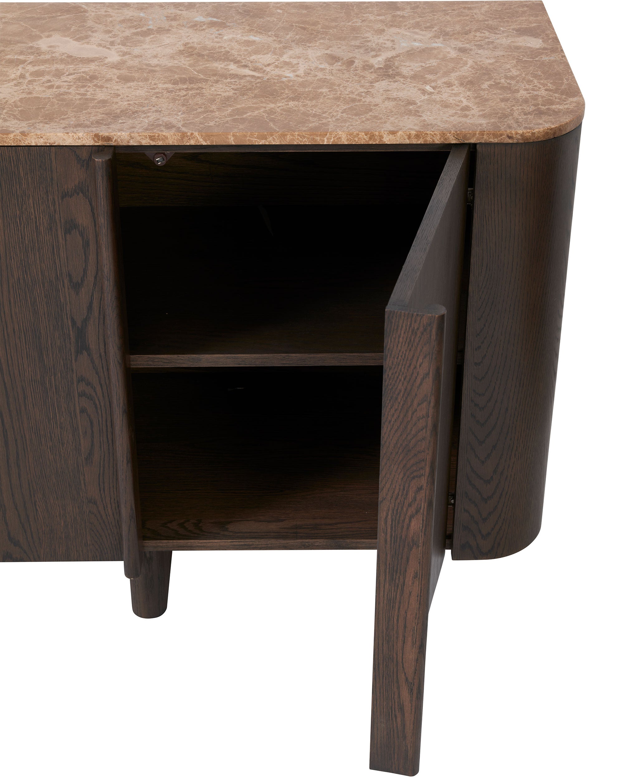 Image of ROKA Dark Wood 4-Door Sideboard with Marble Top