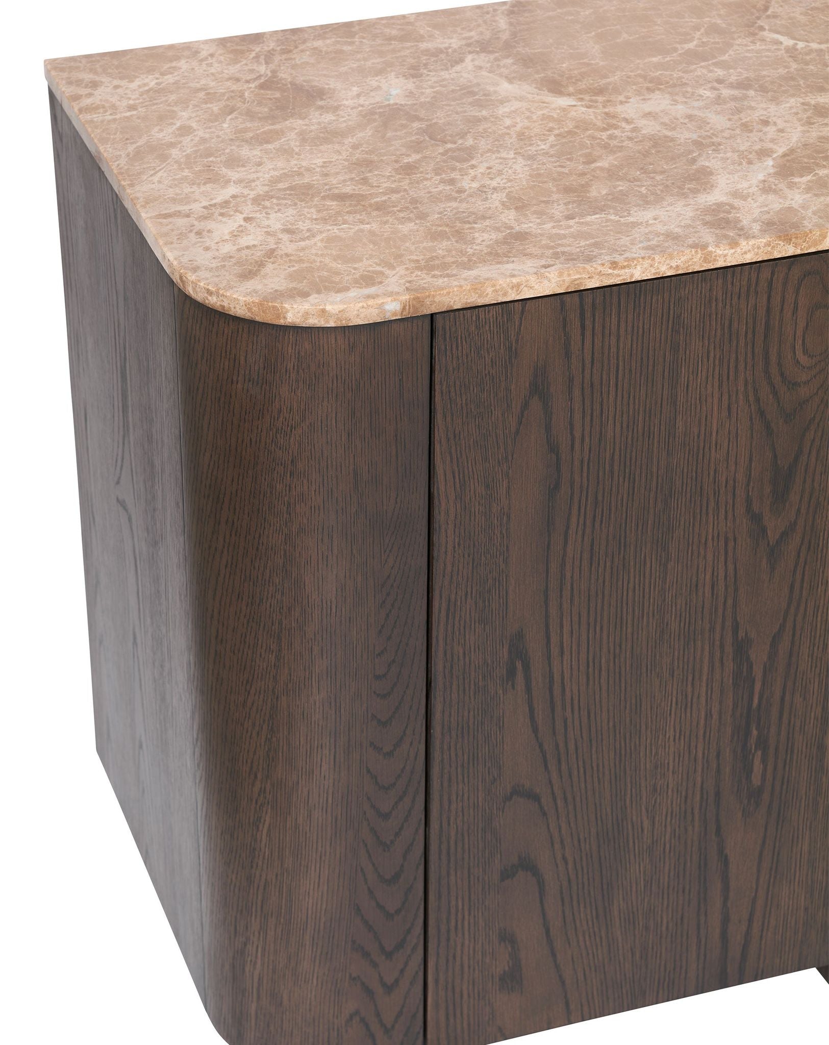 Image of ROKA Dark Wood 4-Door Sideboard with Marble Top