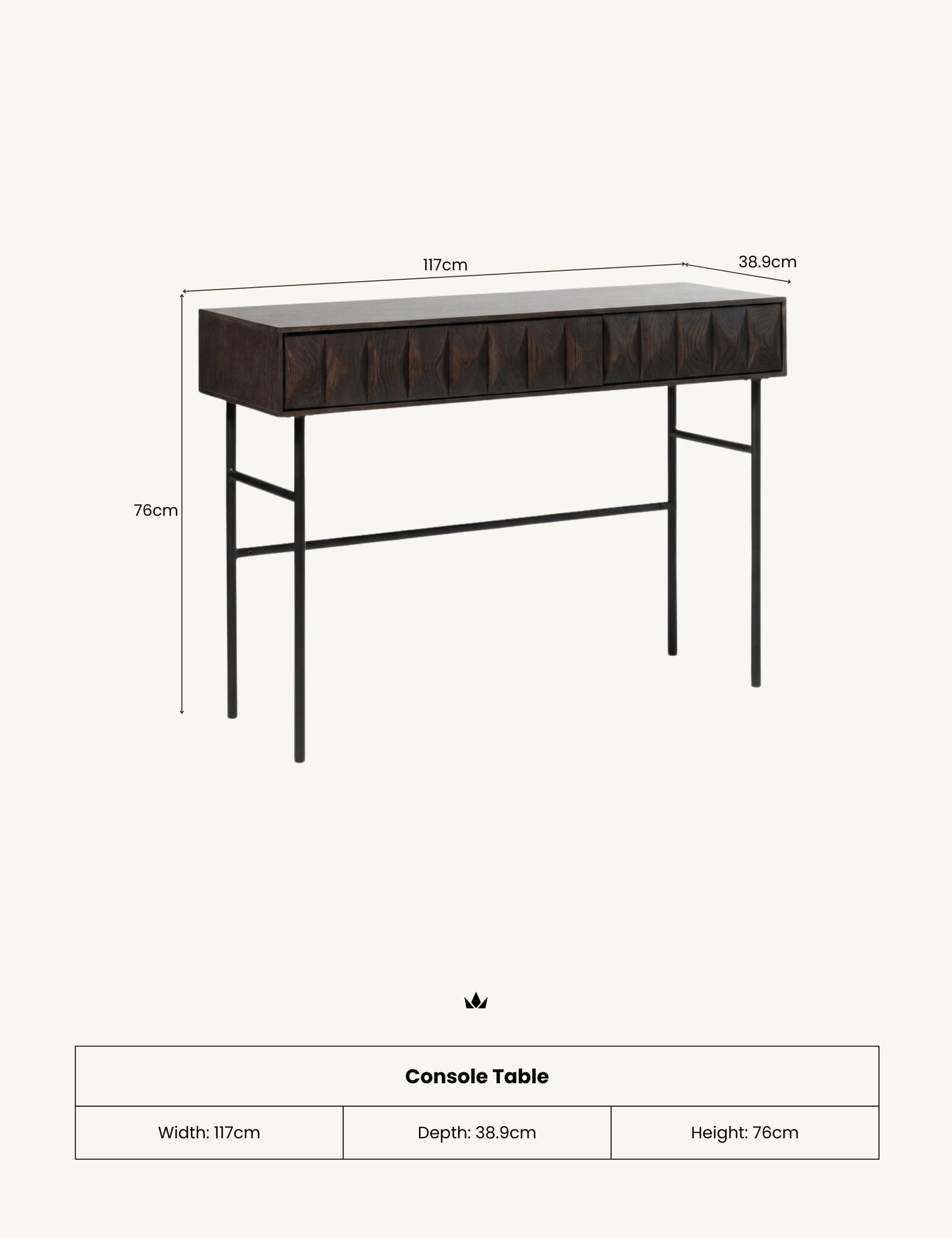 Image of ROKA Dark Wood Geometric Console Table