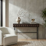 ROKA Dark Wood Geometric Console Table