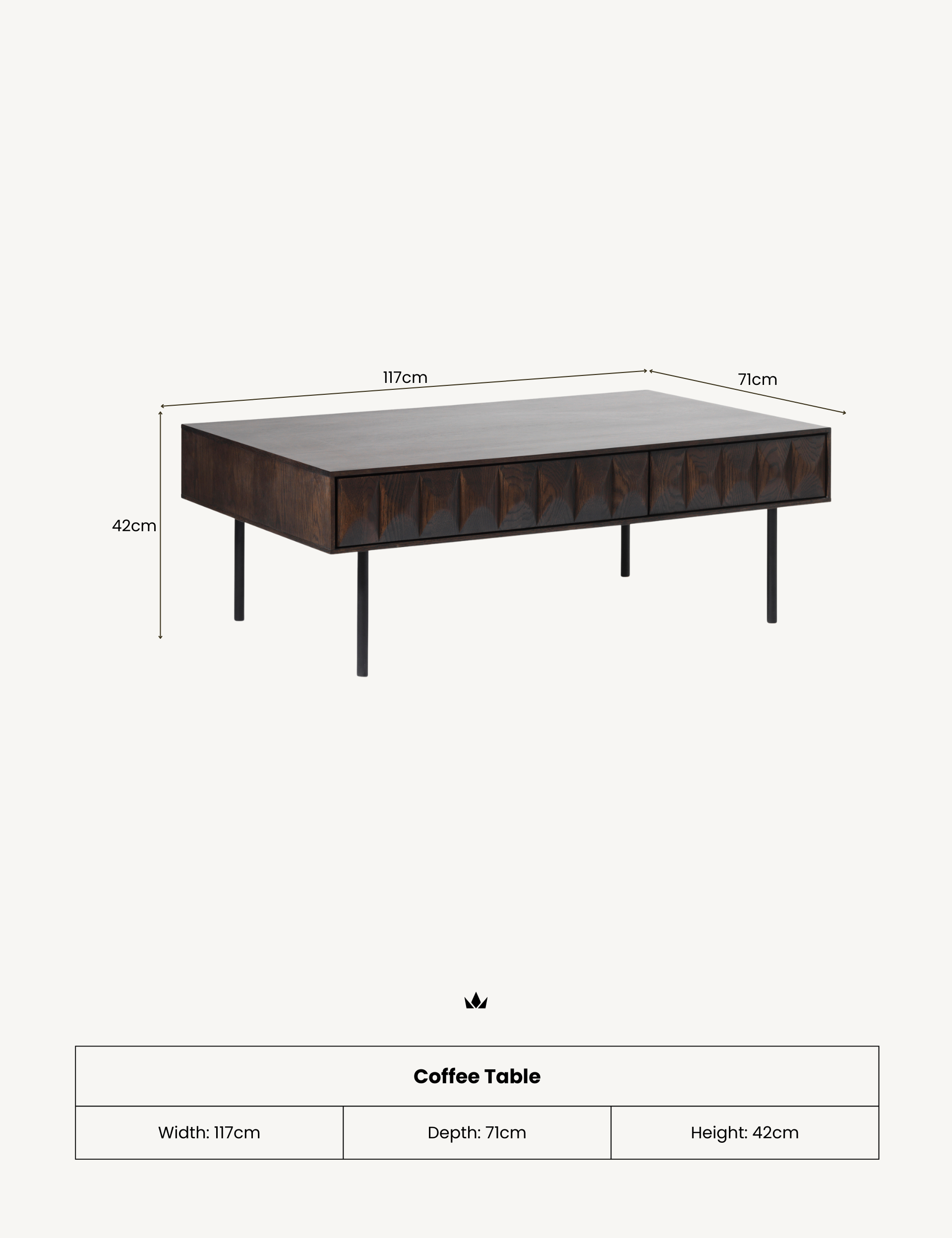 Image of ROKA Dark Wood Geometric Coffee Table