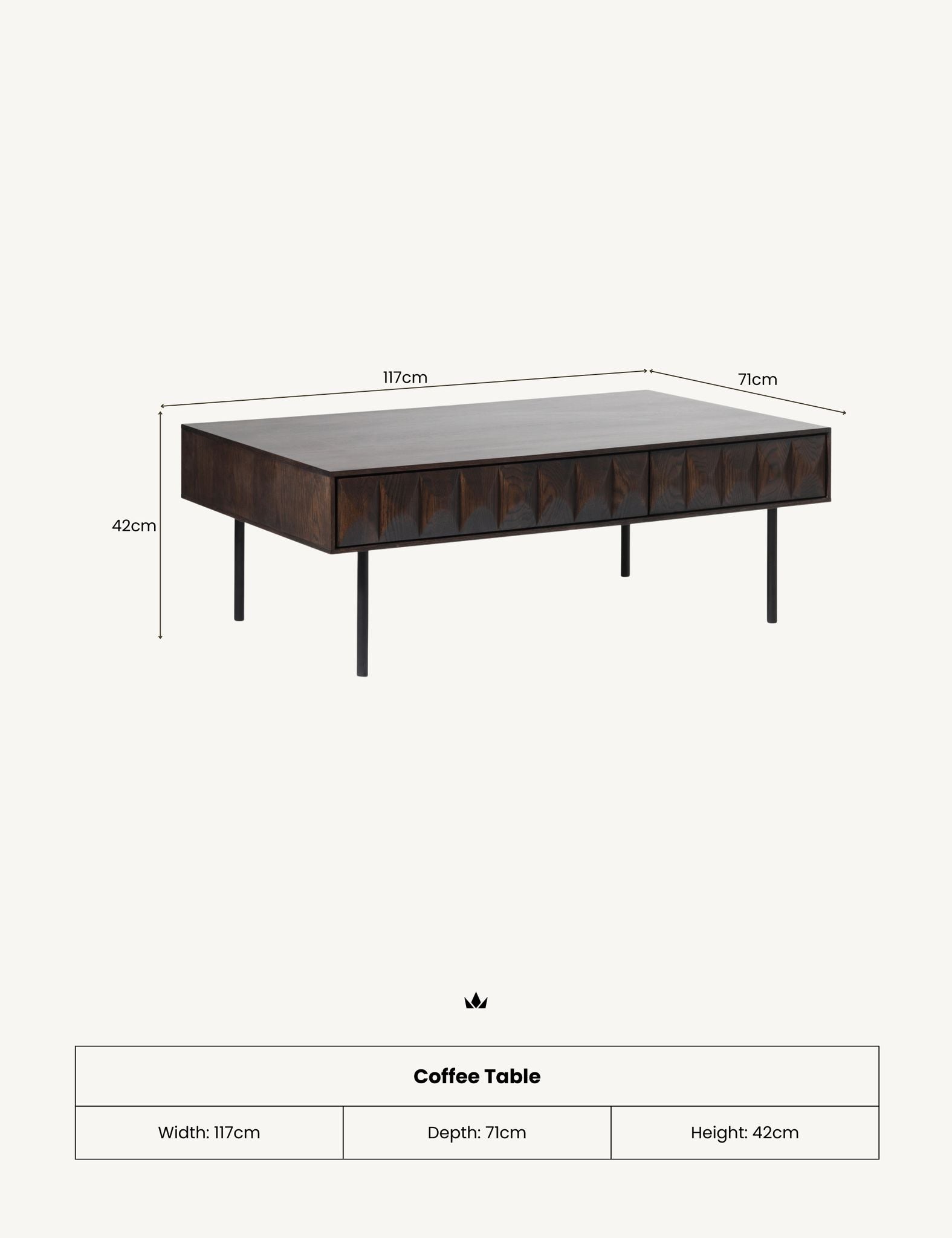 Image of ROKA Dark Wood Geometric Coffee Table