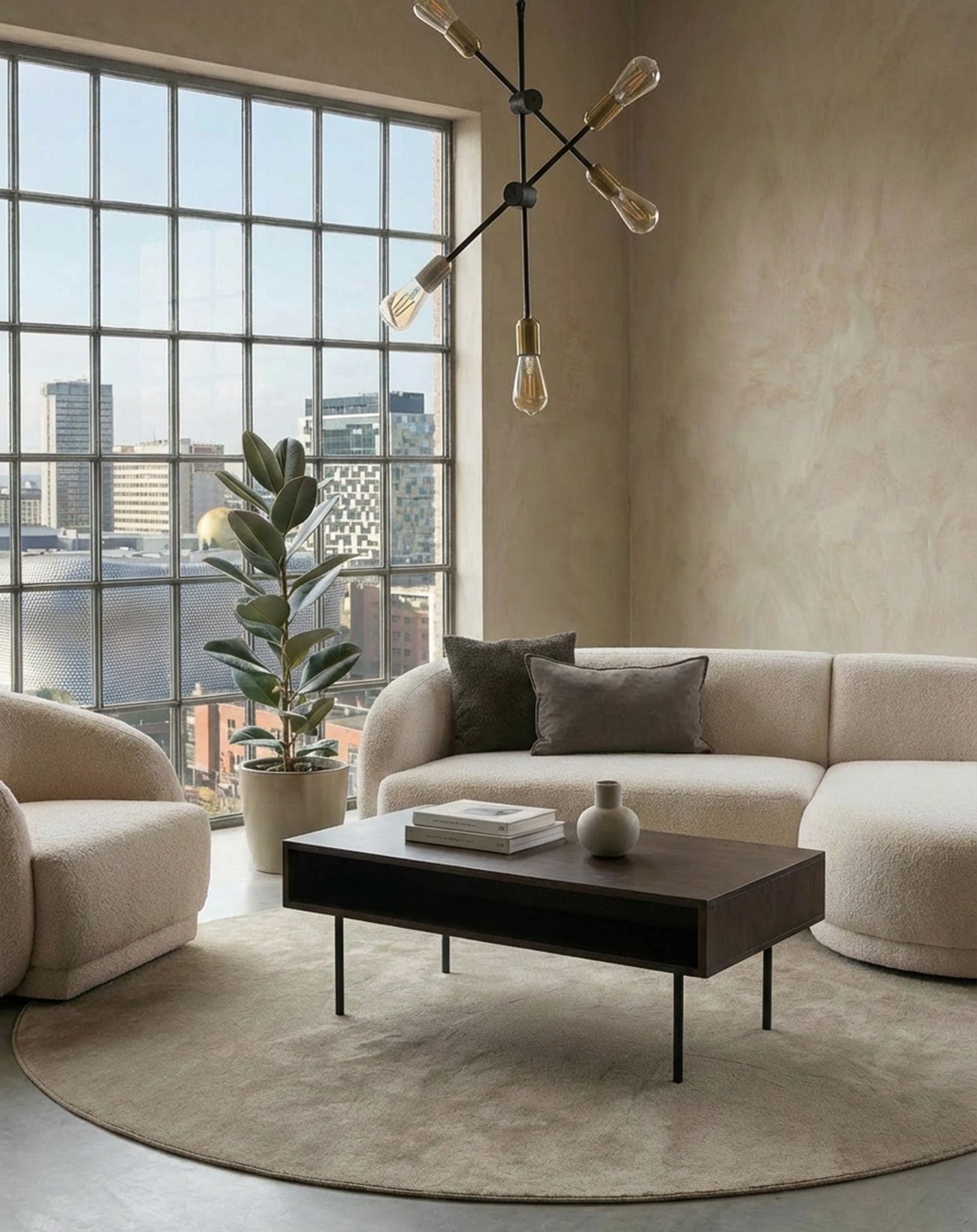 Image of ROKA Dark Wood Geometric Coffee Table