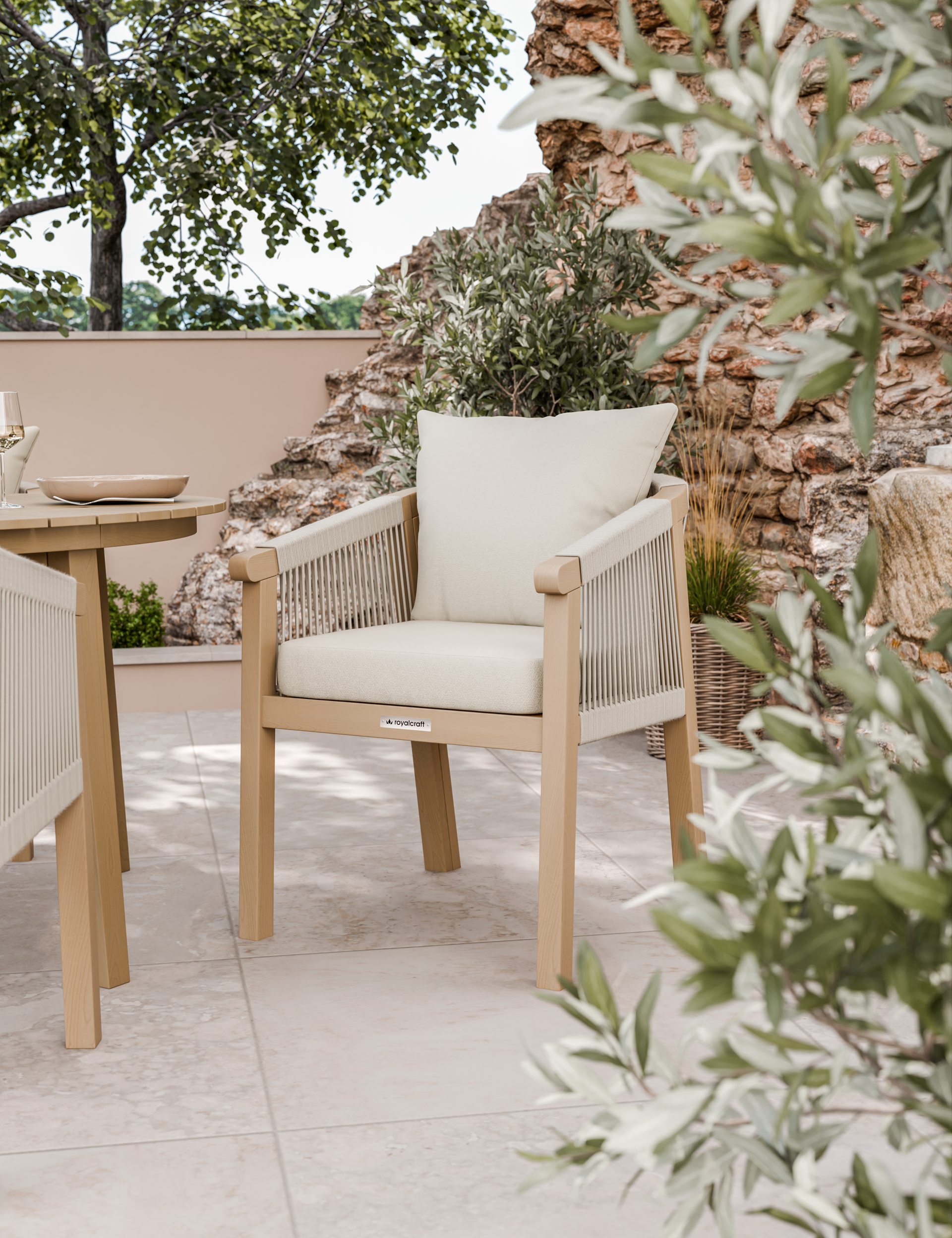 Roma 4 Seater Round Sunray with Black Granite Insert Dining Set with Roma Dining Chairs