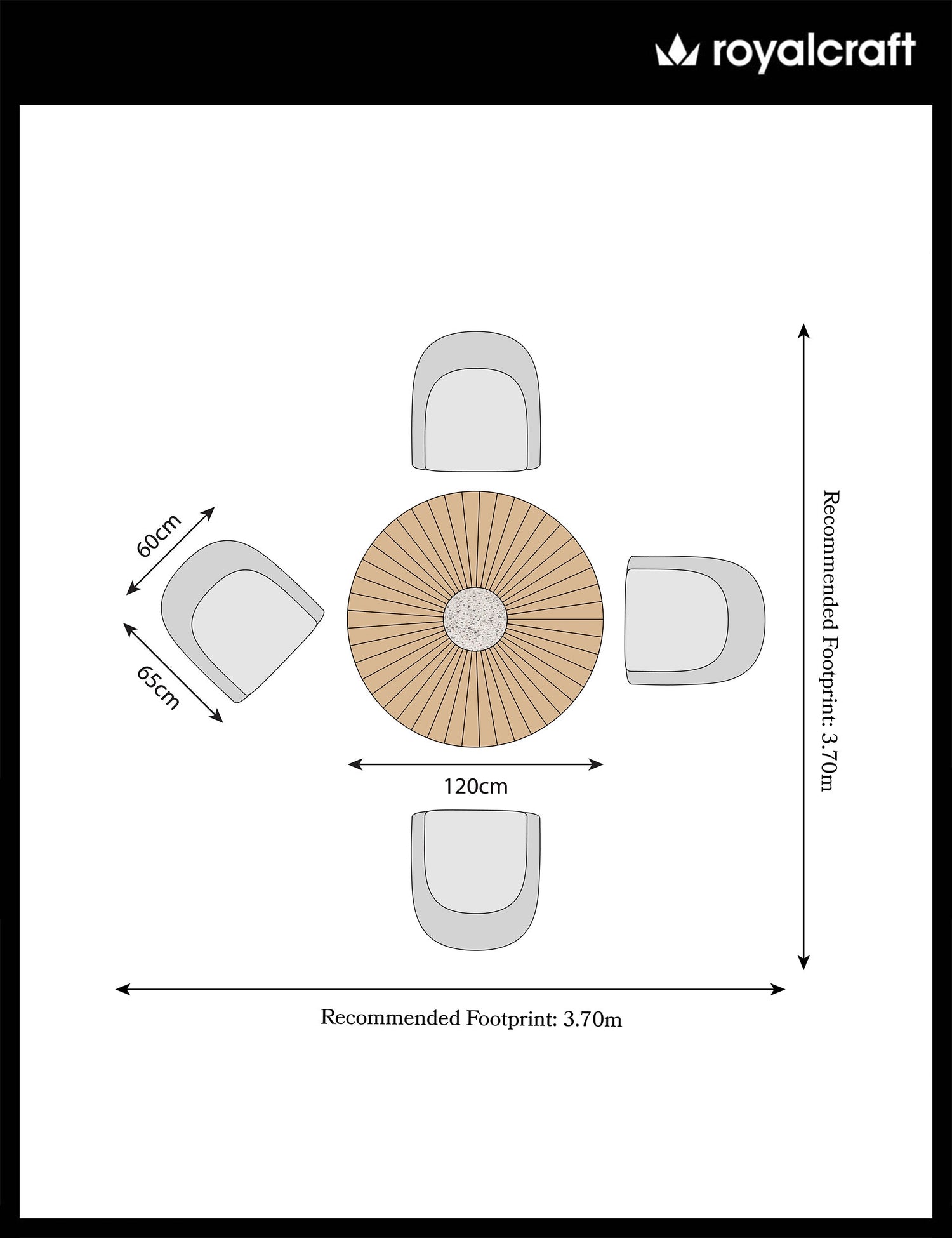 Roma 4 Seater Round Sunray with Terrazzo Insert Dining Set with Sol Dining Chairs