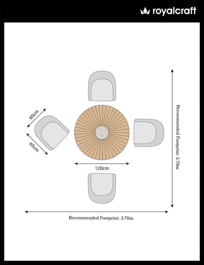 Roma 4 Seater Round Sunray with Terrazzo Insert Dining Set with Sol Dining Chairs
