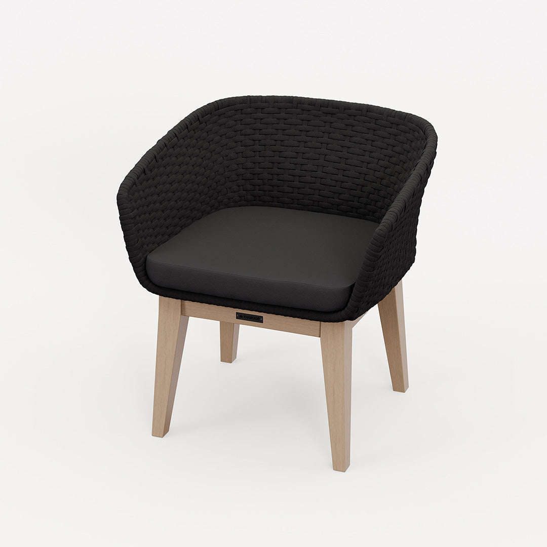 Roma 6 Seater Round Sunray with Black Granite Insert Dining Set with Eden Night Dining Chairs