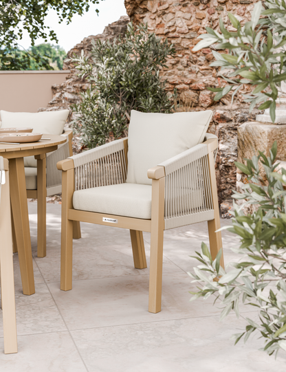 Roma 6 Seater Round Sunray with Terrazzo Insert Dining Set with Roma Dining Chairs