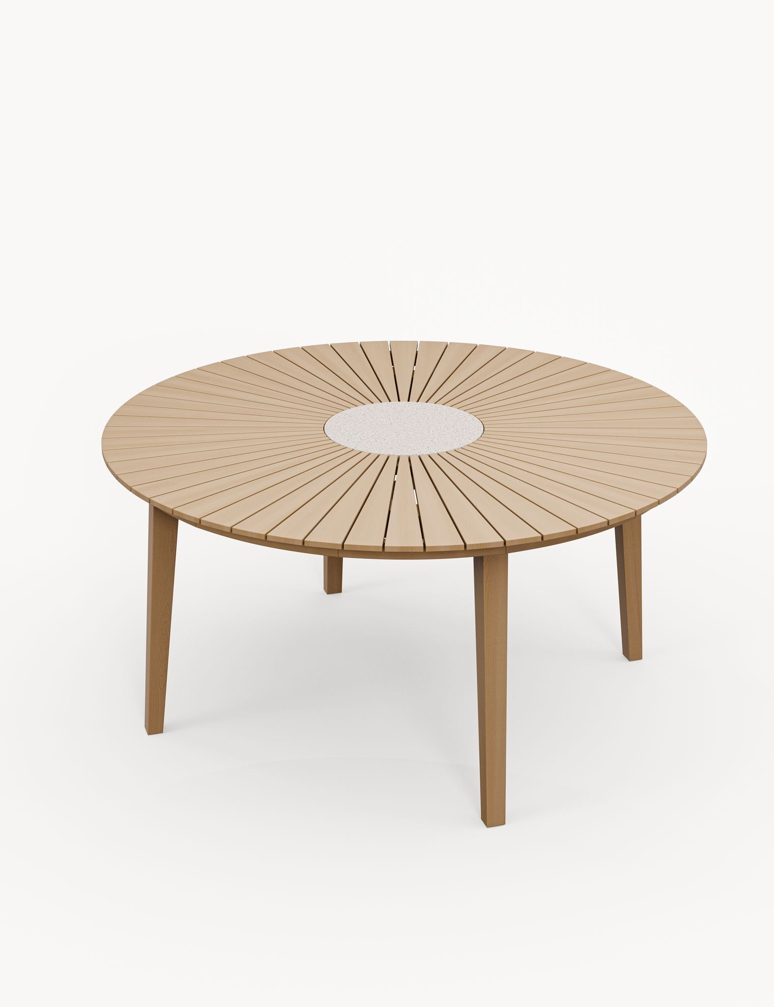 Image of Roma 6 Seater Round Sunray with Terrazzo Insert Dining Set with Roma Rope Stacking Chairs