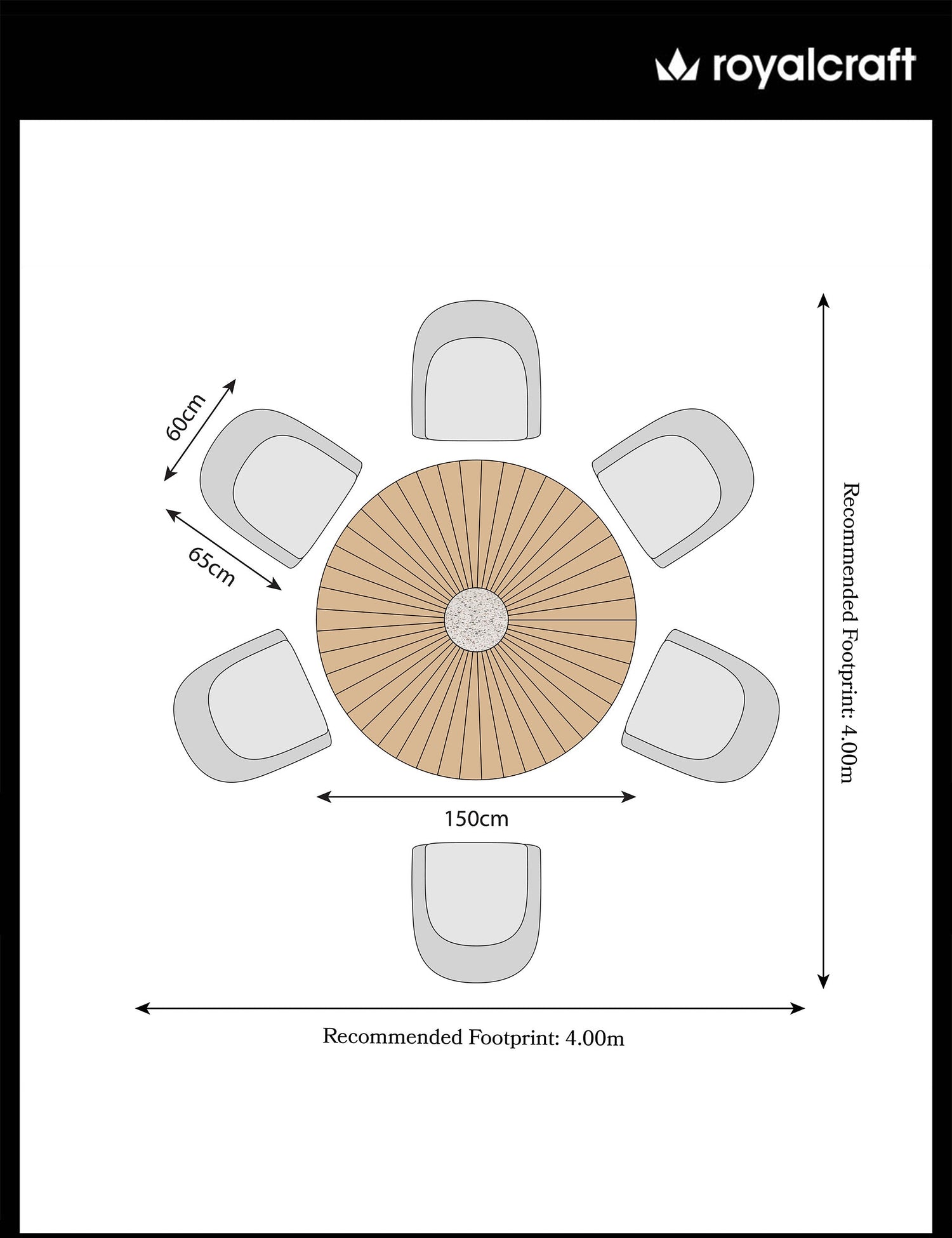 Roma 6 Seater 150cm Round Sunray with Terrazzo Insert Dining Set with 6 Sol Dining Chairs
