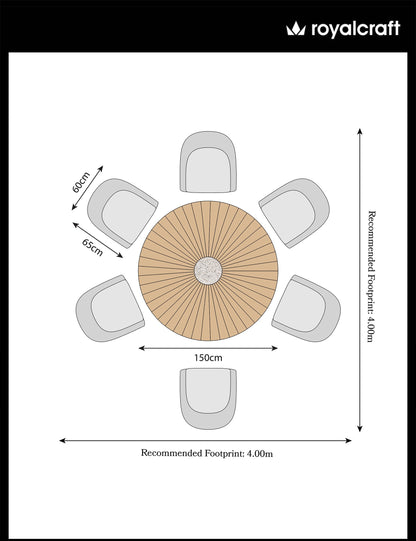 Roma 6 Seater 150cm Round Sunray with Terrazzo Insert Dining Set with 6 Sol Dining Chairs