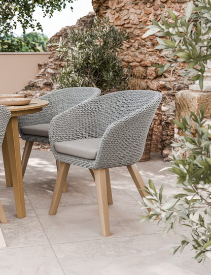 Roma 6 Seater 150cm Round Sunray with Terrazzo Insert Dining Set with 6 Sol Dining Chairs