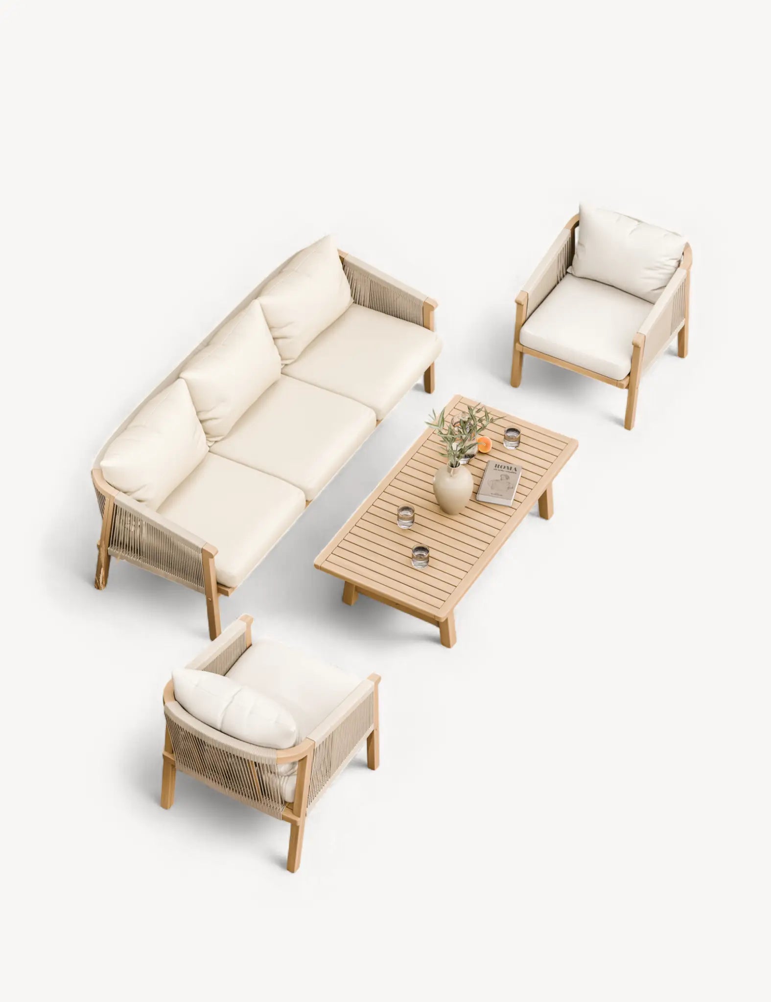 Roma 5 Seater Triple Lounge Set with Rectangular Coffee Table