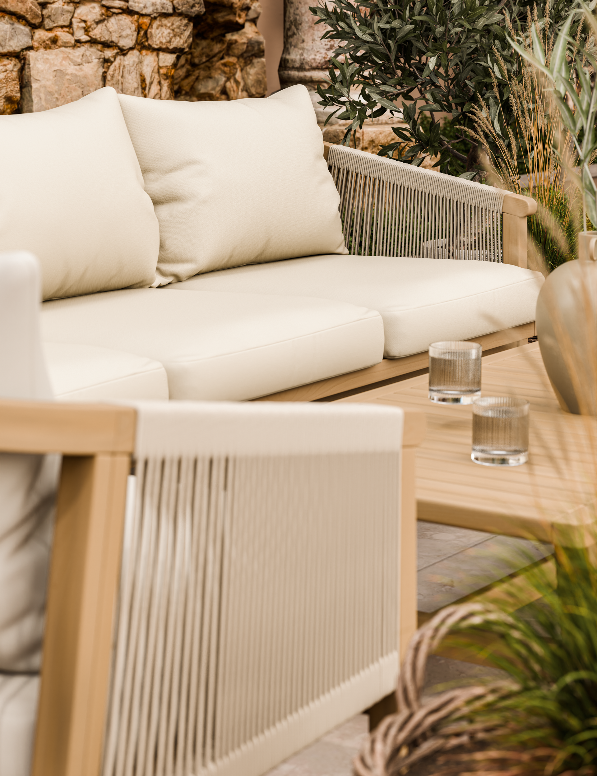 Roma 5 Seater Triple Lounge Set with Rectangular Coffee Table