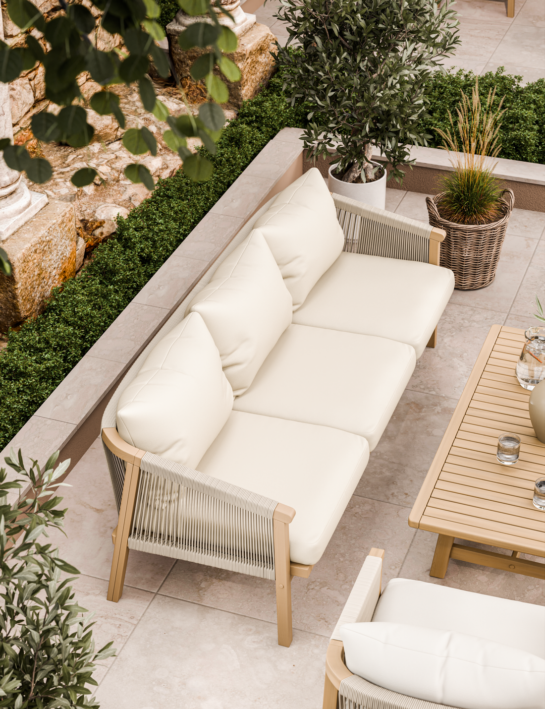 Roma 5 Seater Triple Lounge Set with Rectangular Coffee Table