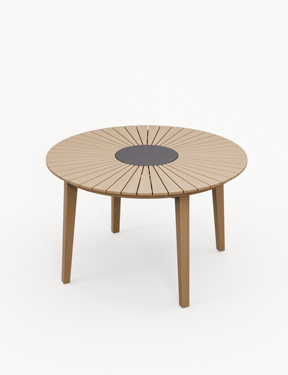 Roma 4 Seater Round Sunray with Black Granite Insert Dining Set with Roma Dining Chairs
