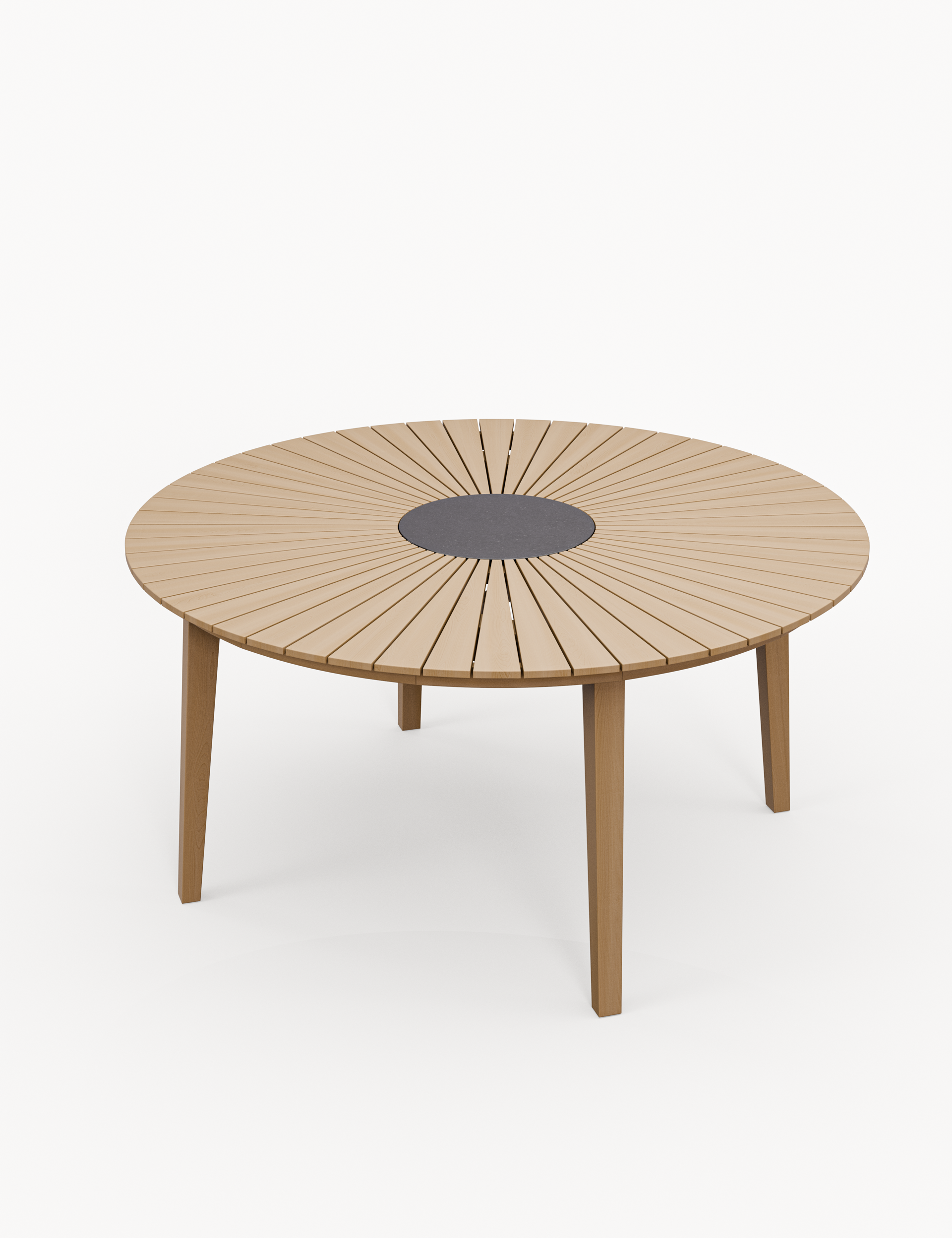 Roma 6 Seater Round Sunray Dining Set with Black Granite Insert and Rope Stacking Chairs