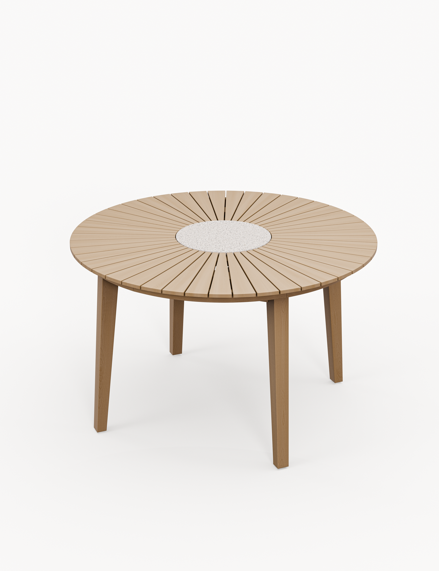 Roma 4 Seater Round Sunray with Terrazzo Insert Dining Set with Sol Dining Chairs