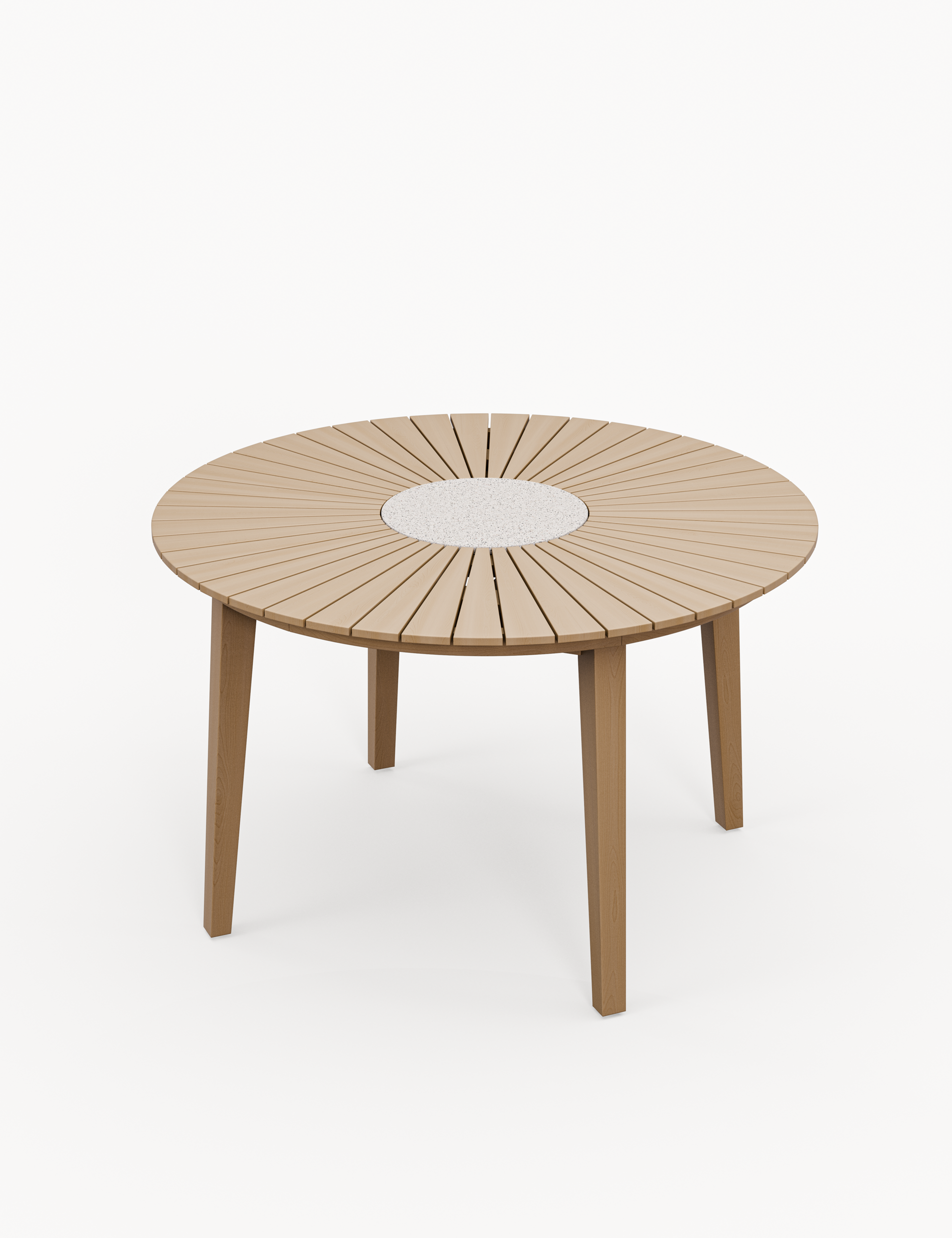 Roma 4 Seater Round Sunray with Terrazzo Insert Dining Set with Sol Dining Chairs