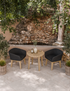 Rope bistro dining set with round table and cushions