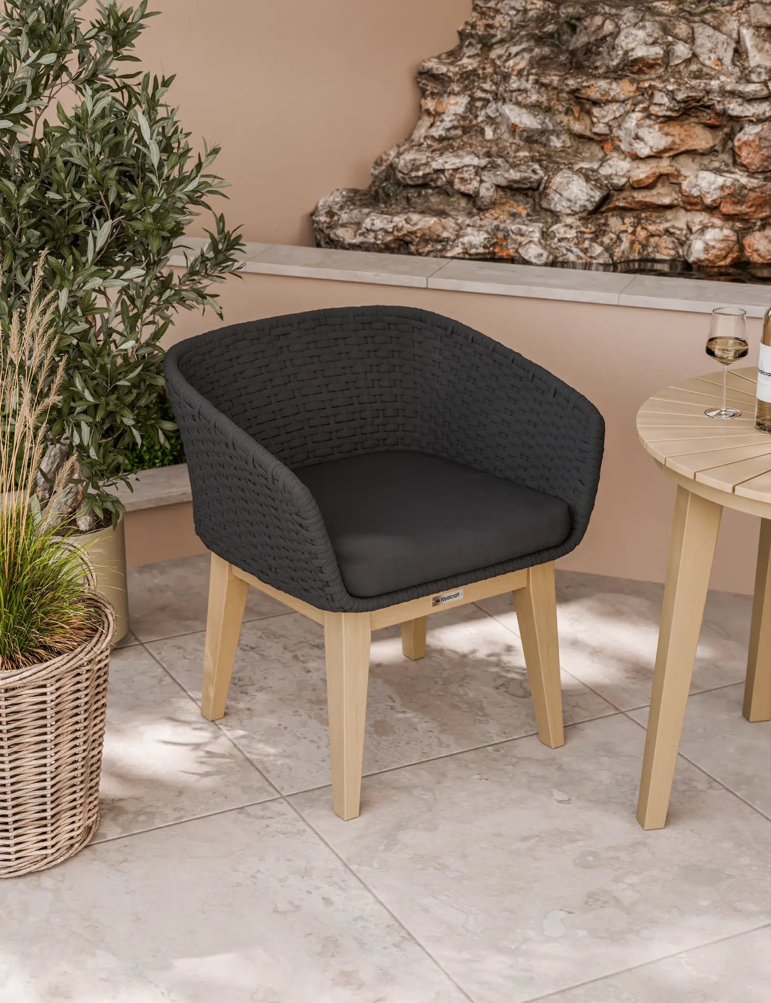 Roma 2 Seater Round Sunray Bistro Set with Eden Night Dining Chairs