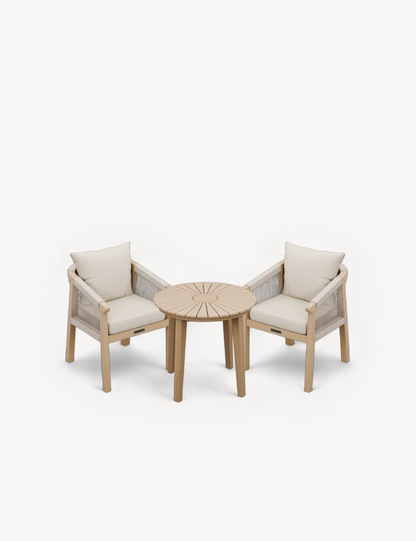 Roma 2 Seater Round Sunray Bistro Set with Roma Dining Chairs