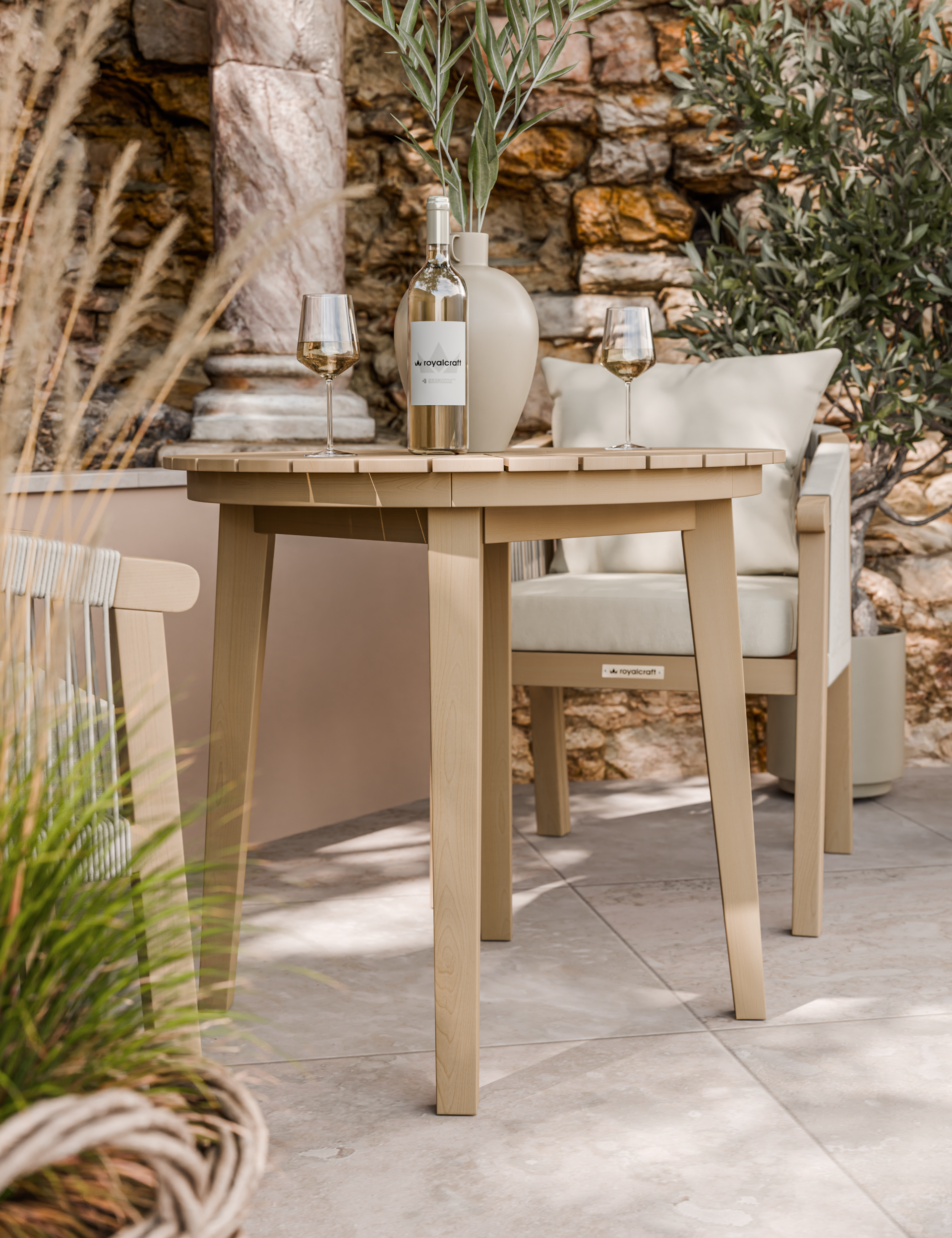 Roma 2 Seater Round Sunray Bistro Set with Roma Dining Chairs