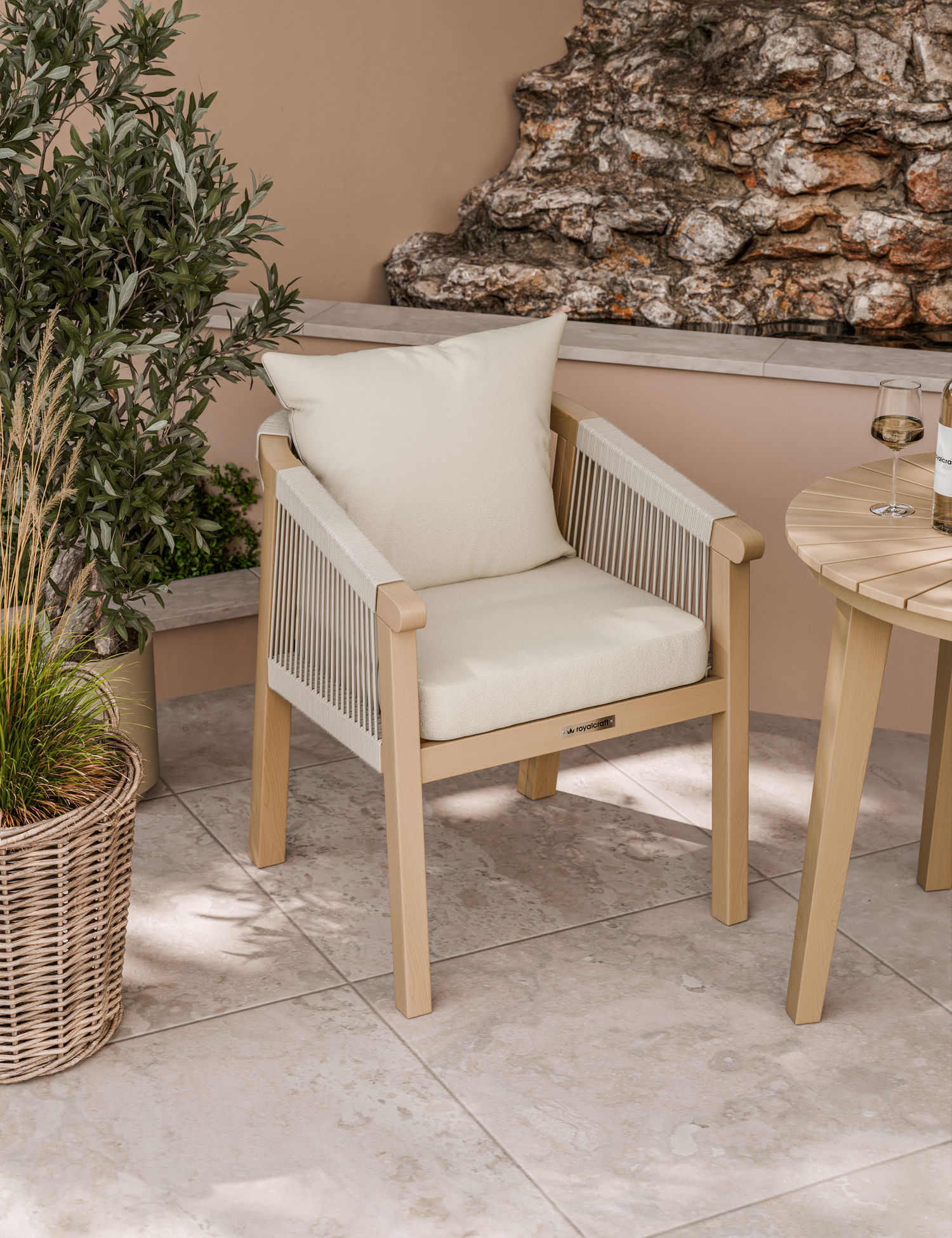 Roma 2 Seater Round Sunray Bistro Set with Roma Dining Chairs