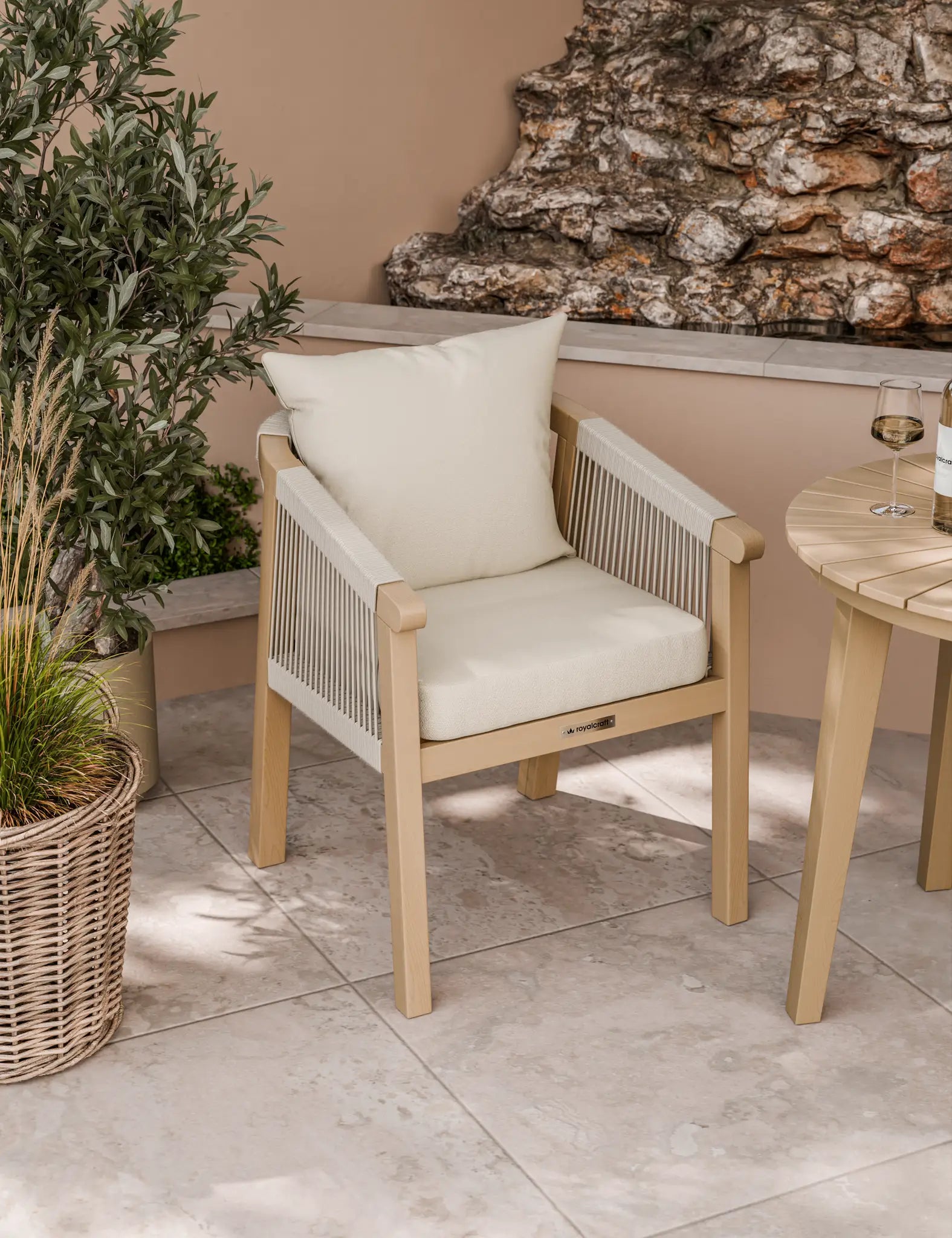 Image of Roma 2 Seater Round Sunray Bistro Set with Roma Dining Chairs