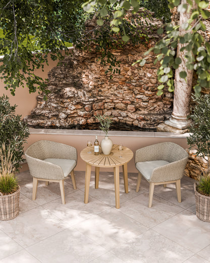 Roma 2 Seater Round Sunray Bistro Set with Eden Dawn Chair