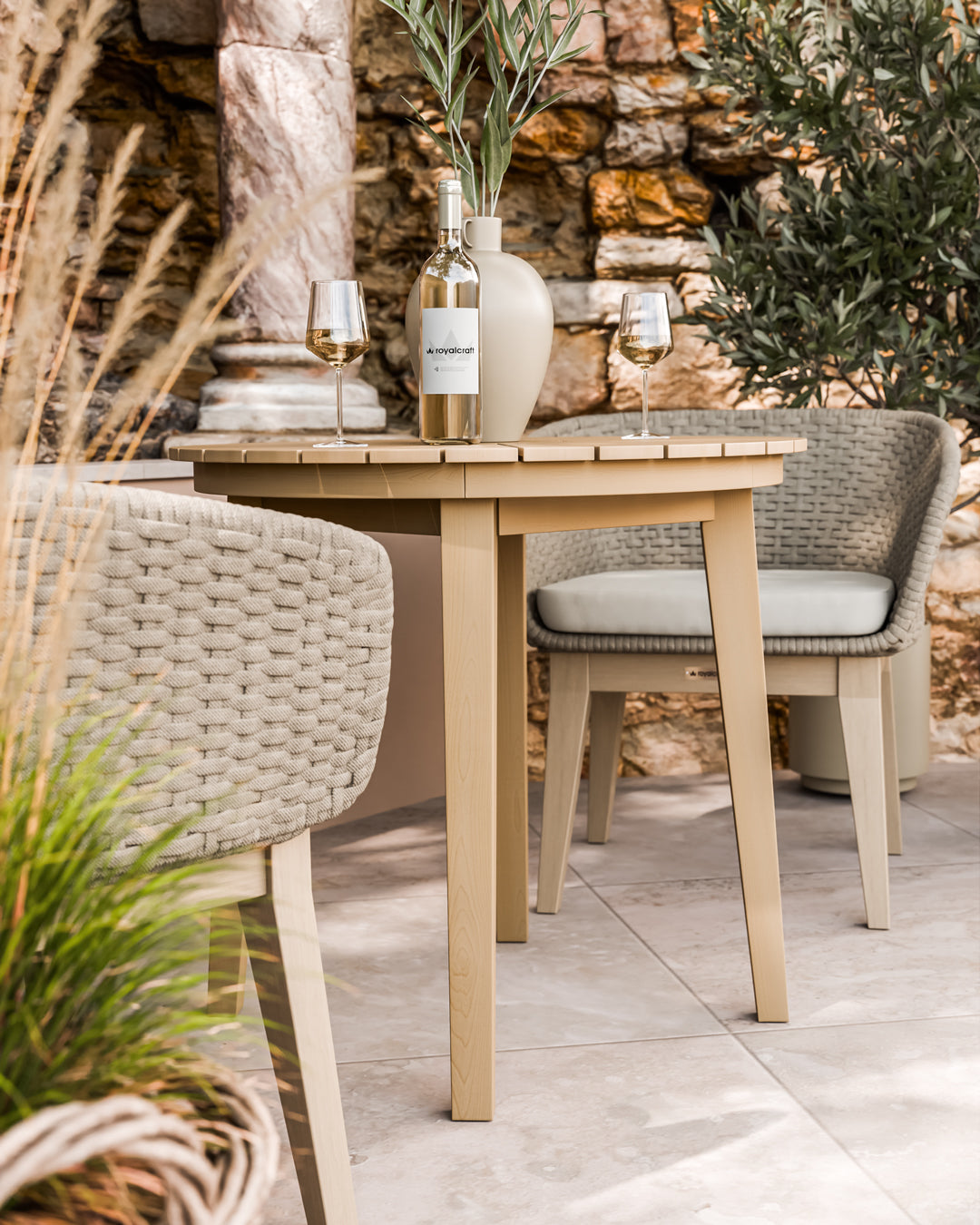 Roma 2 Seater Round Sunray Bistro Set with Eden Dawn Chair