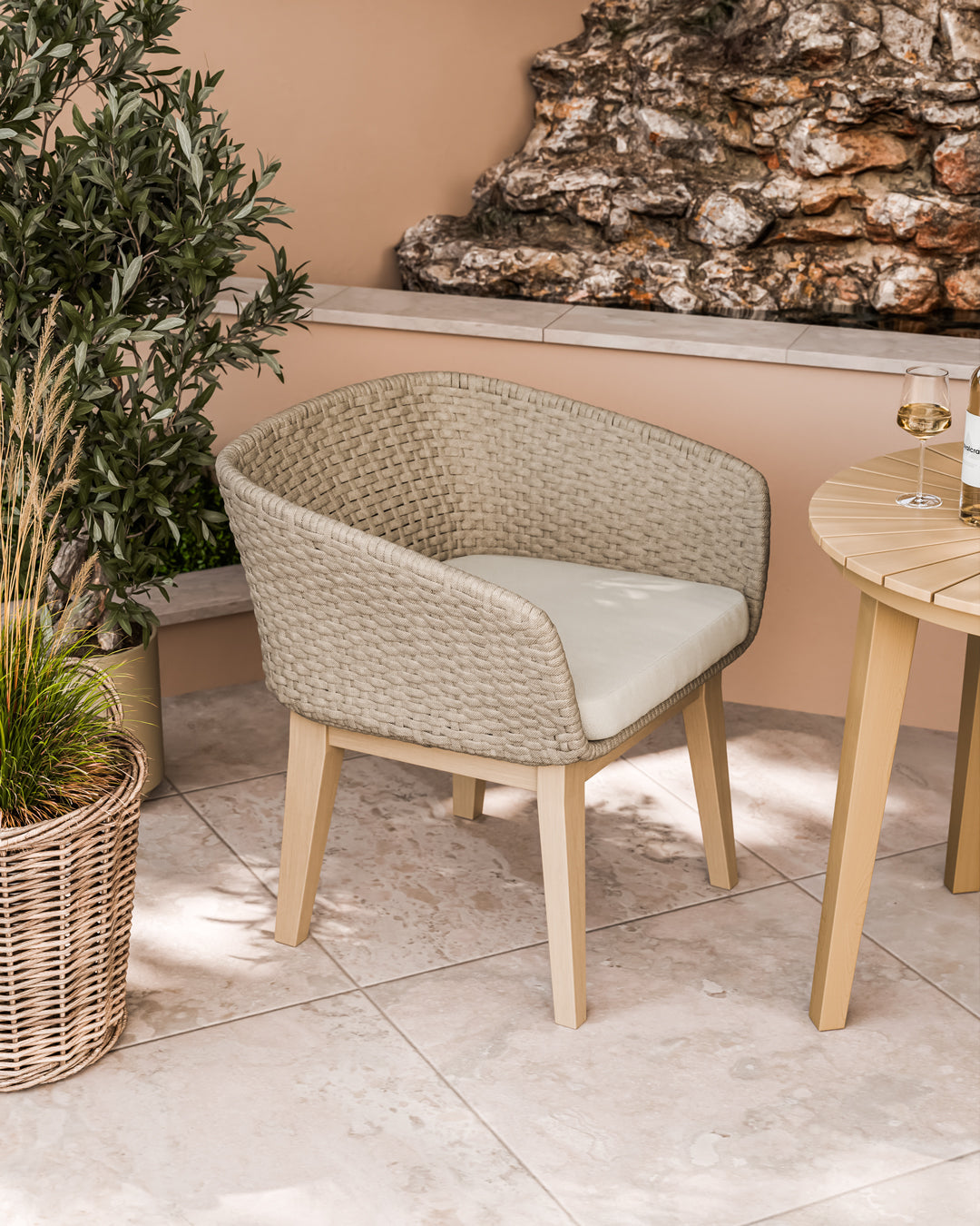 Roma 2 Seater Round Sunray Bistro Set with Eden Dawn Chair